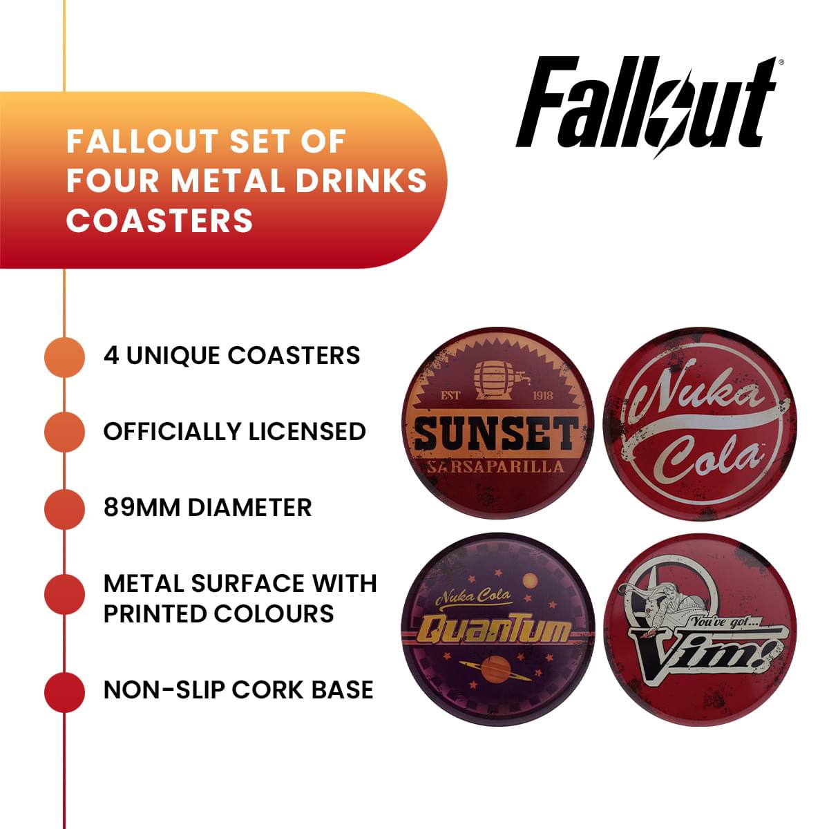 Fallout Set of Four Metal Drinks Coasters