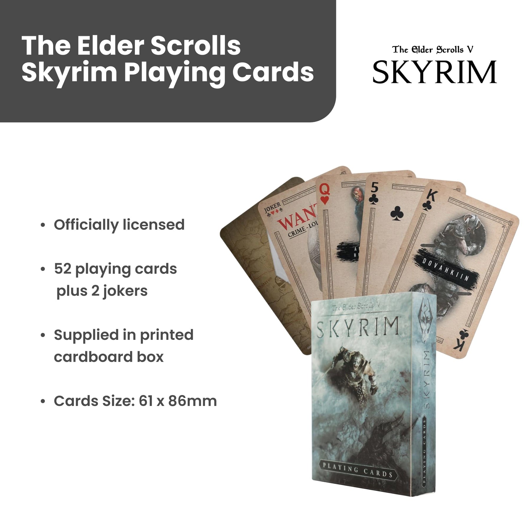The Elder Scrolls V: Skyrim Playing Cards | 52-Card Deck Plus 2 Jokers