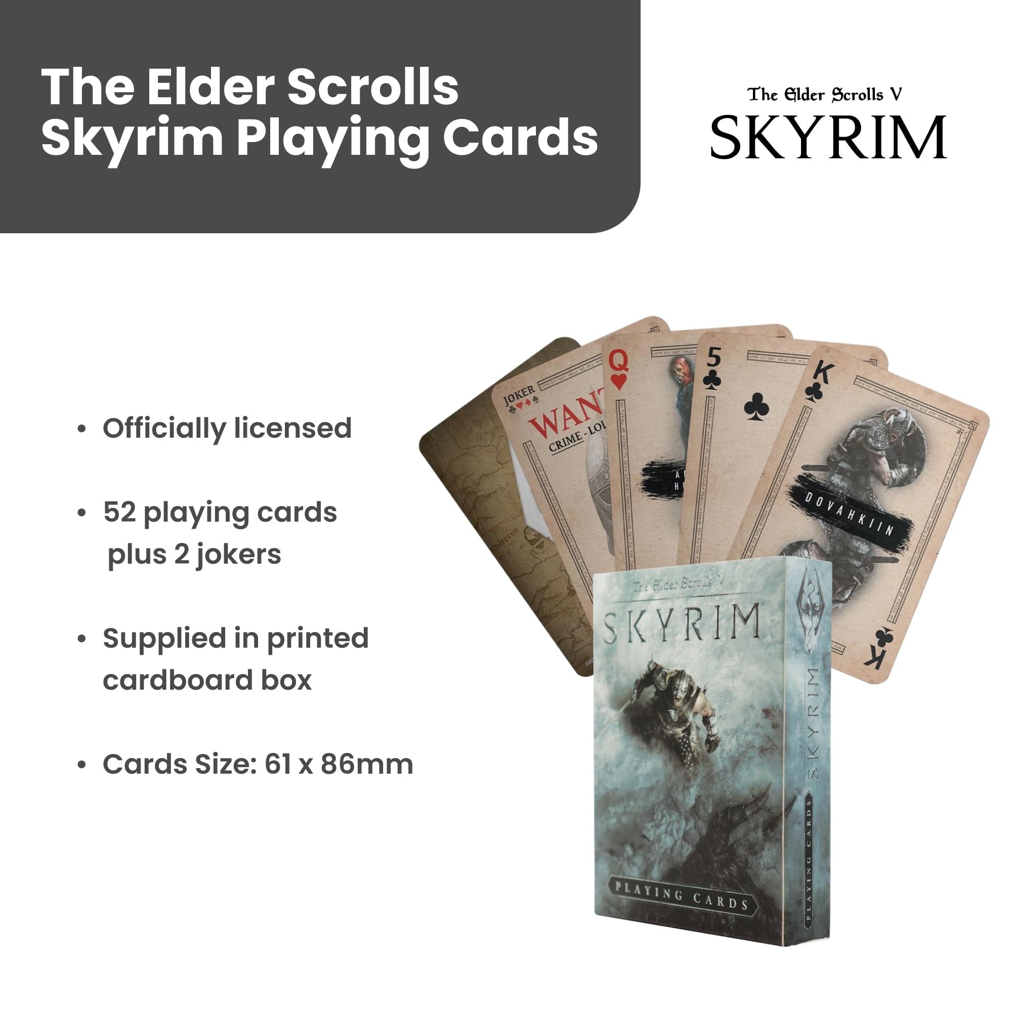 The Elder Scrolls V: Skyrim Playing Cards | 52-Card Deck Plus 2 Jokers