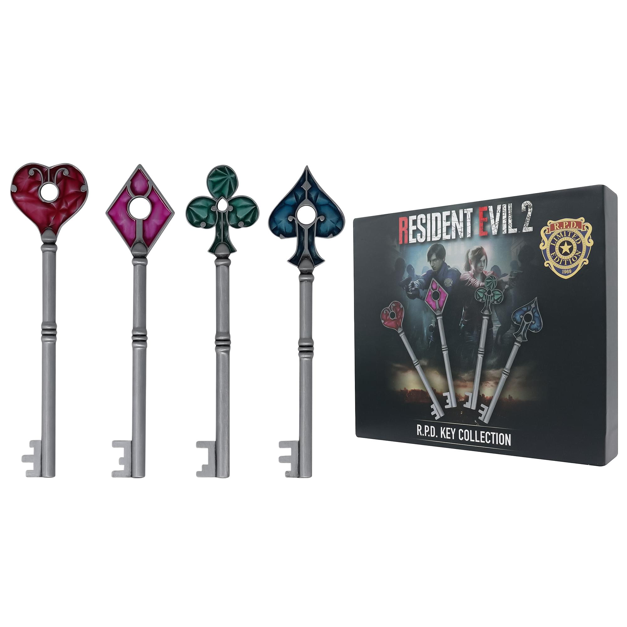 Resident Evil 2 Limited Edition 4-Piece Card Suit Key Replica Set | U.S. Variant