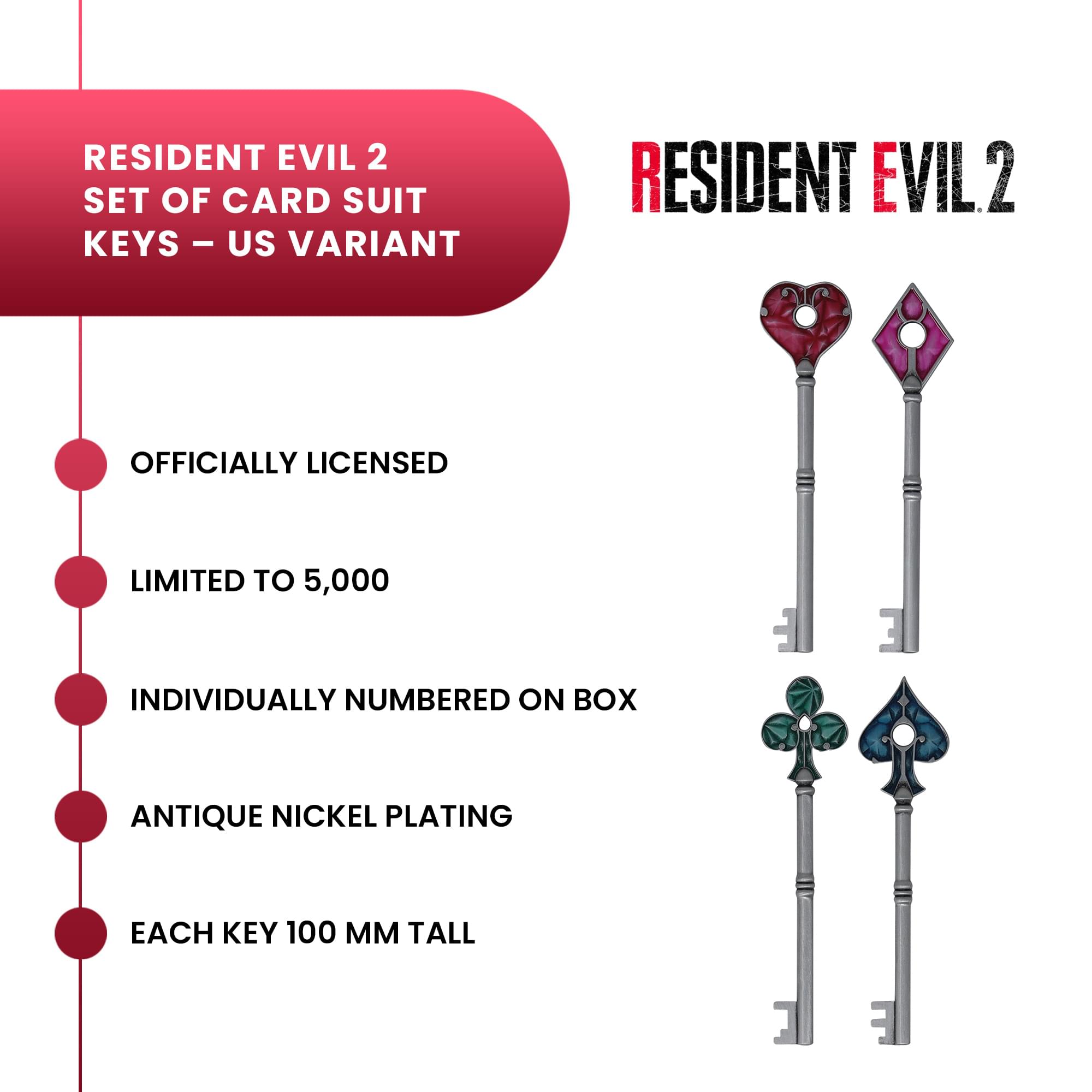 Resident Evil 2 Limited Edition 4-Piece Card Suit Key Replica Set | U.S. Variant