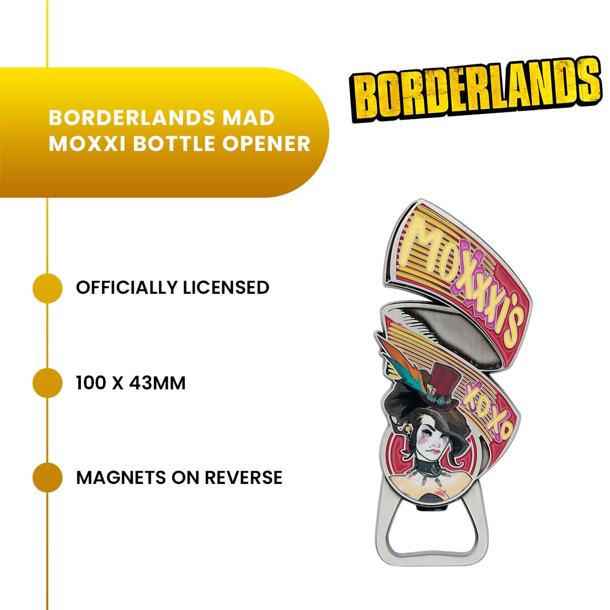Borderlands Mad Moxxi Magnetic Enamel Metal Bottle Opener