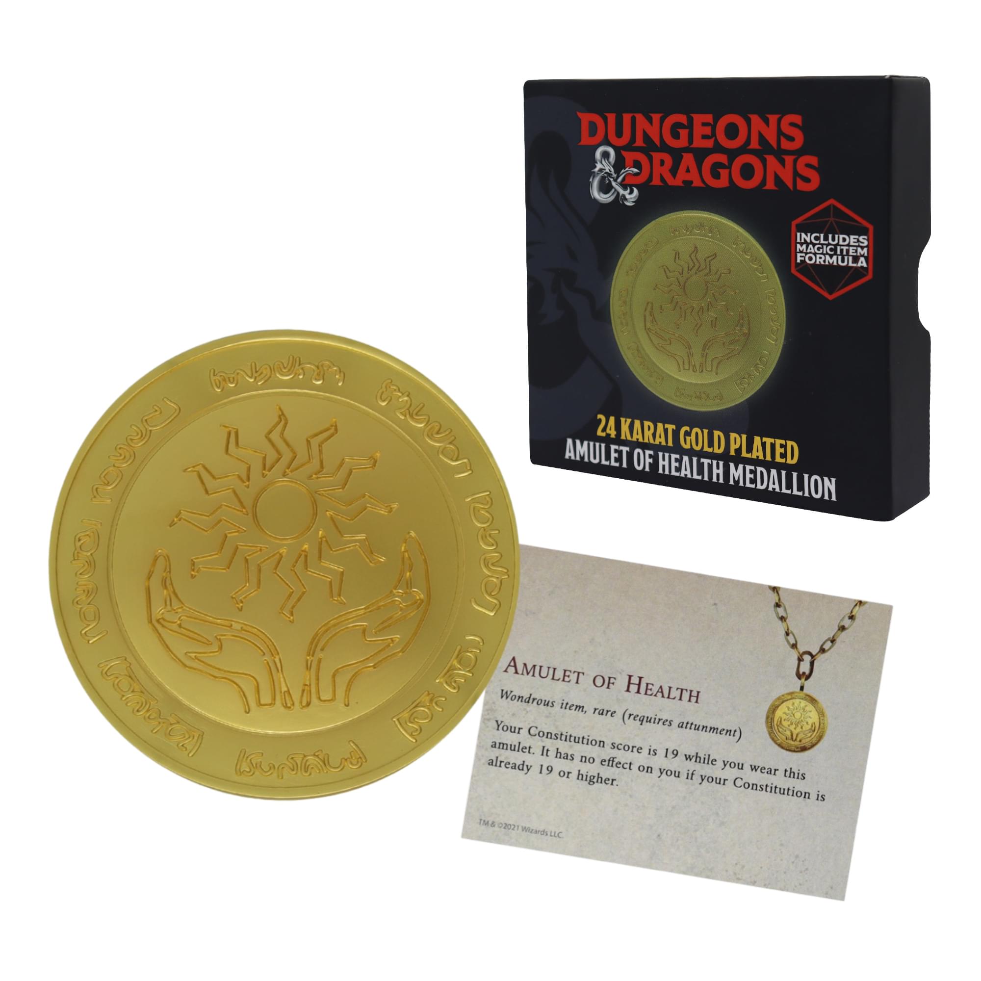 Dungeons & Dragons 24k Gold Plated Amulet of Health Medallion