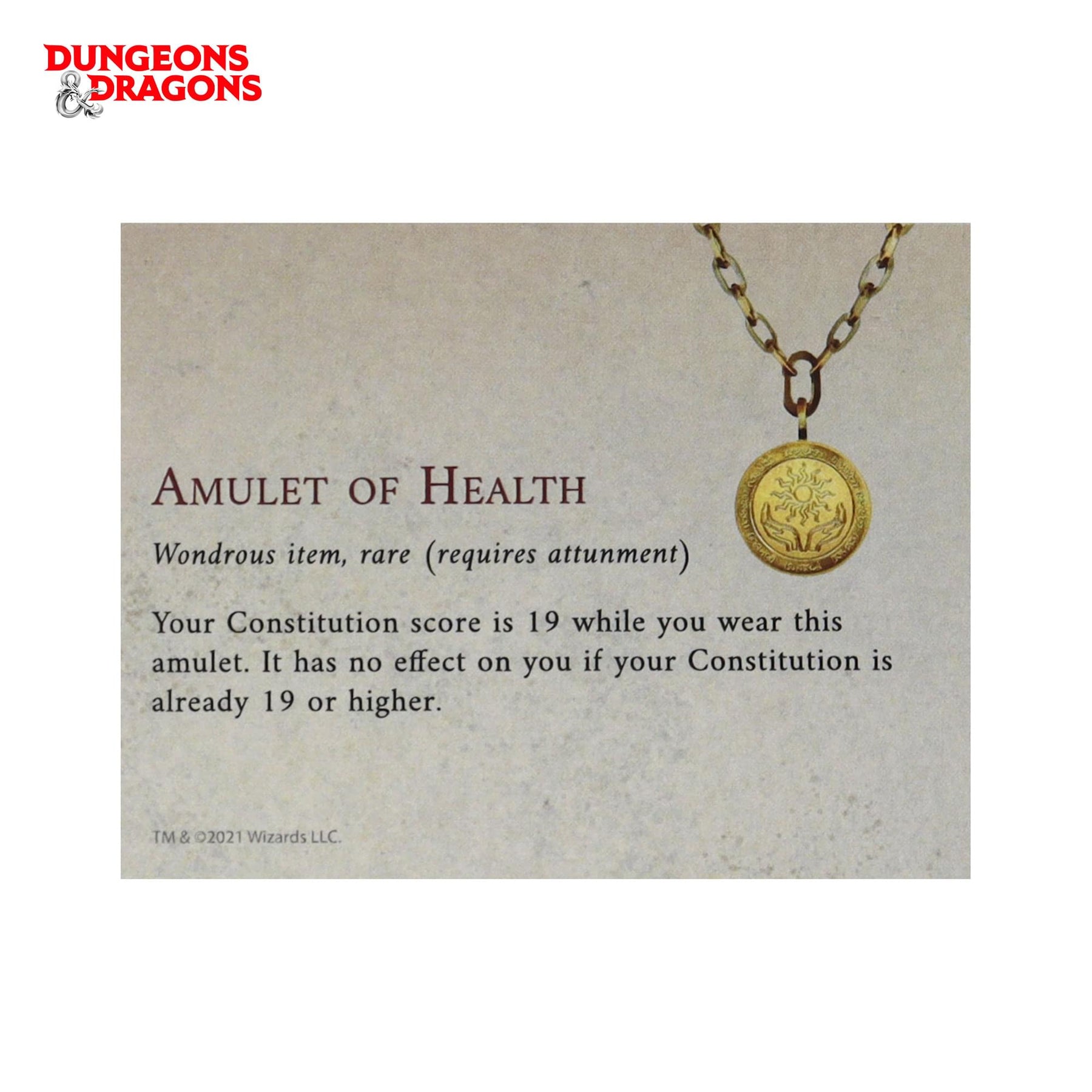 Dungeons & Dragons 24k Gold Plated Amulet of Health Medallion