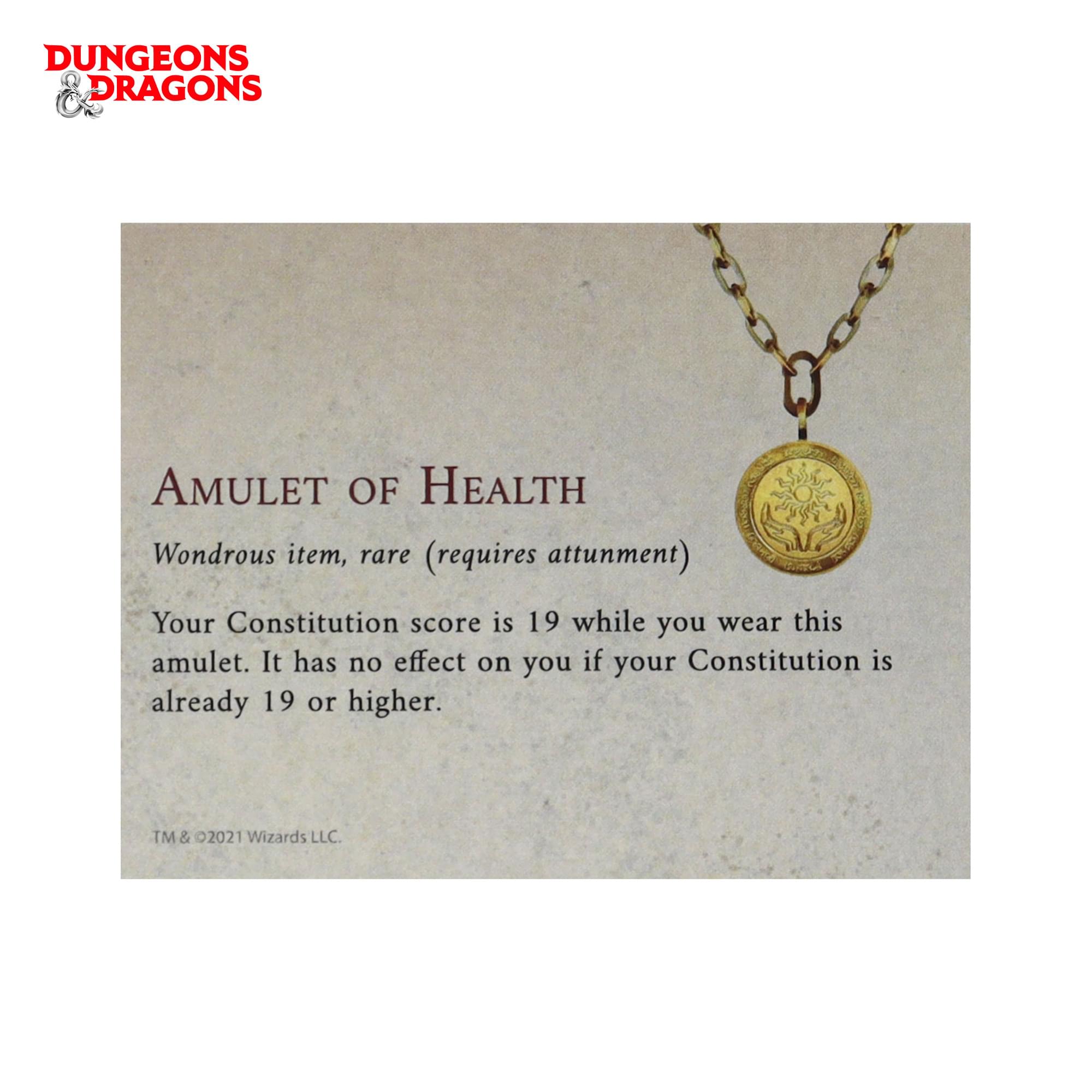 Dungeons & Dragons 24k Gold Plated Amulet of Health Medallion