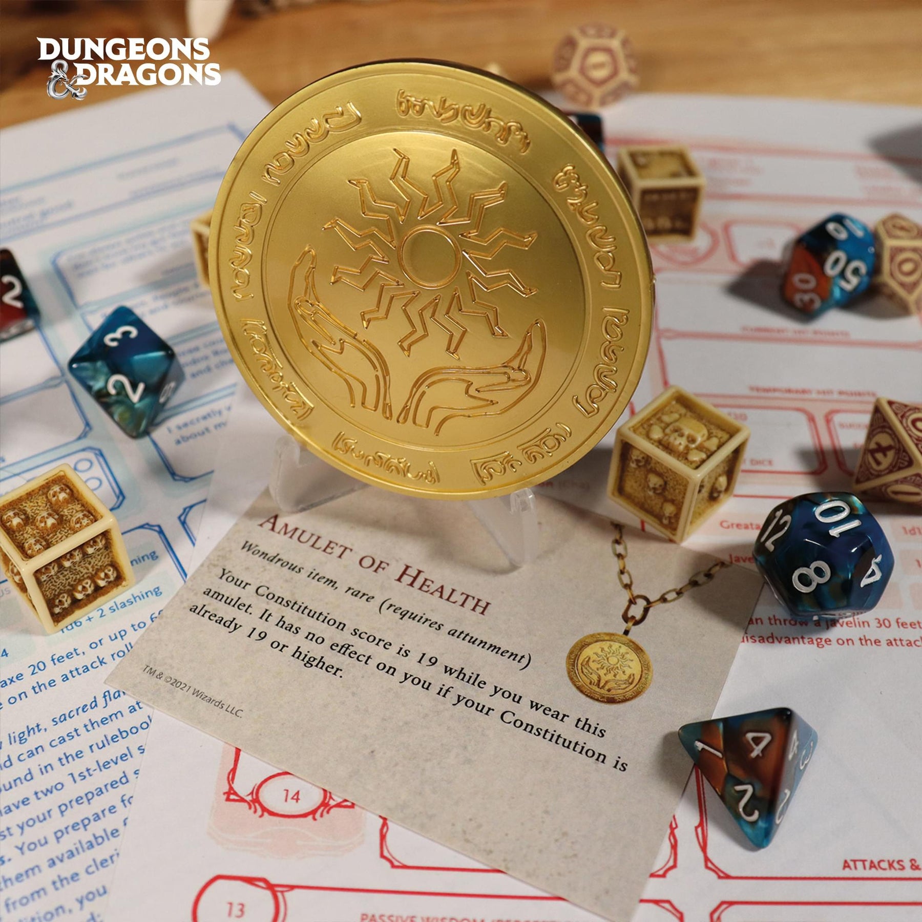 Dungeons & Dragons 24k Gold Plated Amulet of Health Medallion