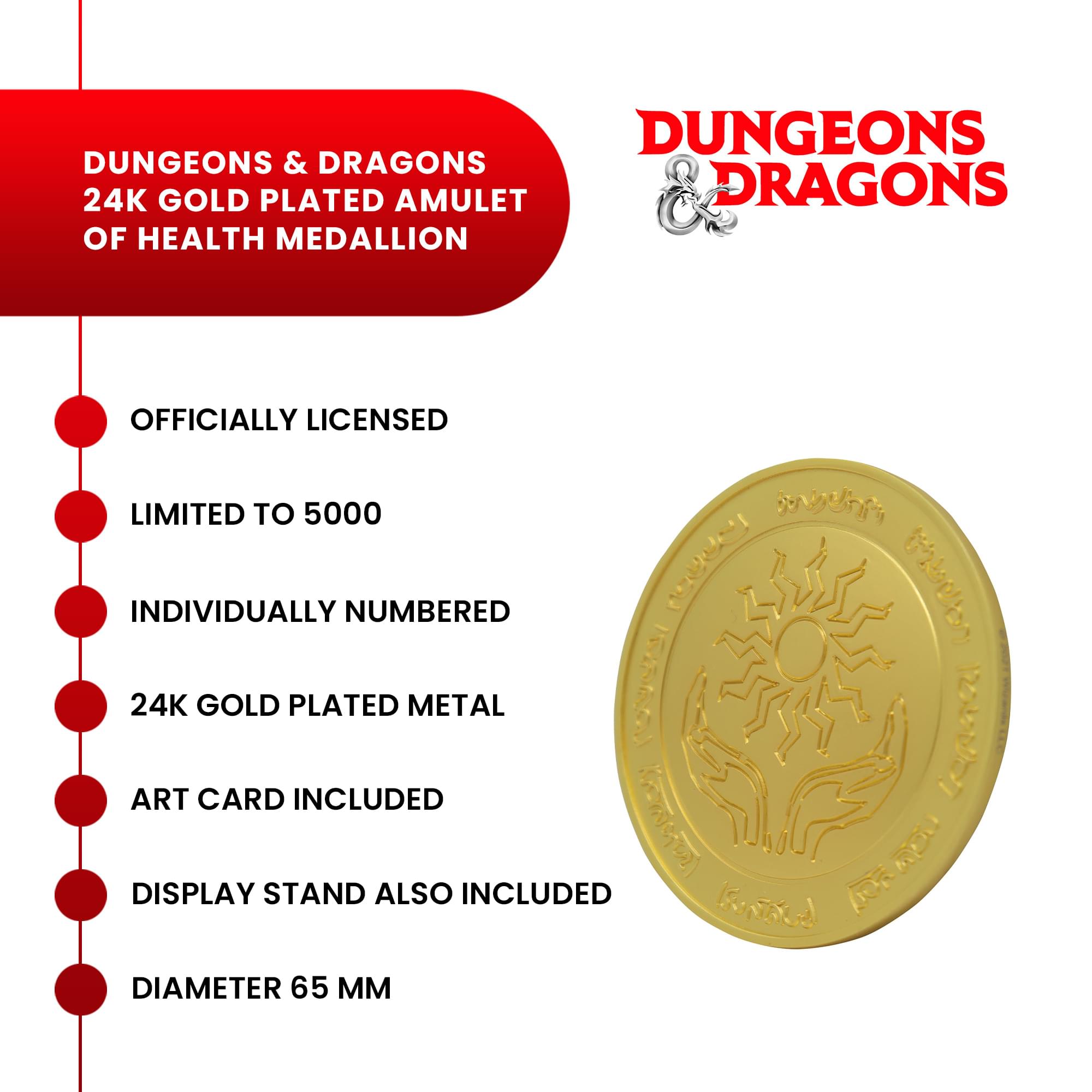 Dungeons & Dragons 24k Gold Plated Amulet of Health Medallion