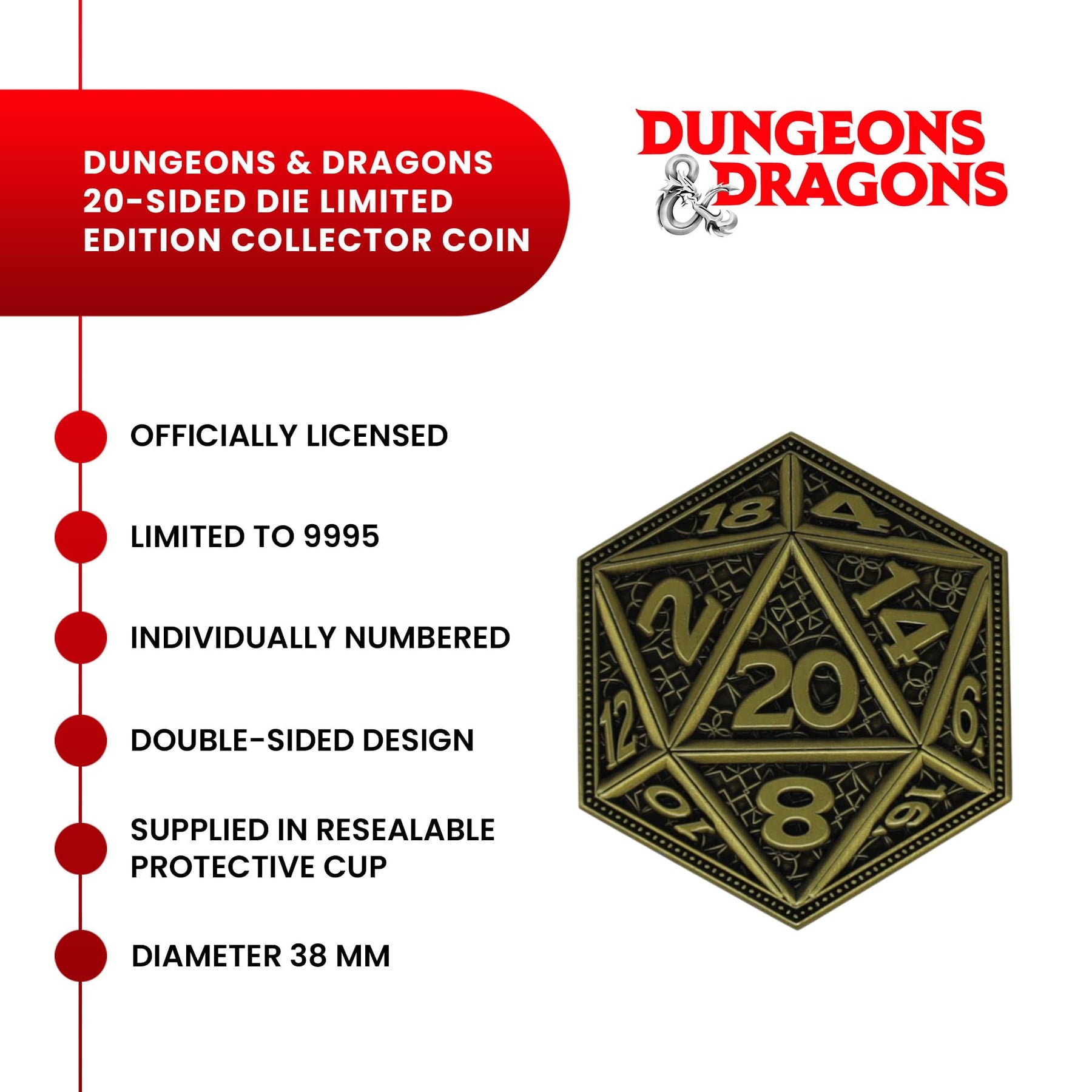 Dungeons & Dragons 20-Sided Die Limited Edition Collector Coin