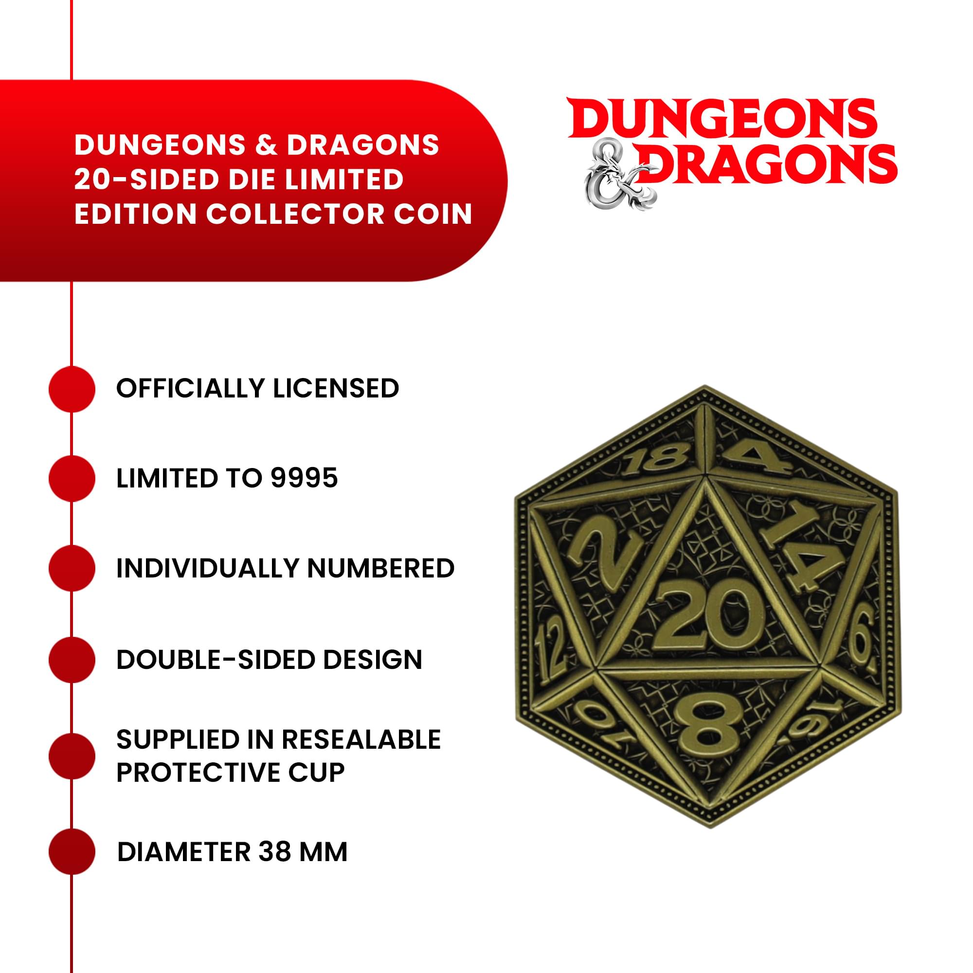Dungeons & Dragons 20-Sided Die Limited Edition Collector Coin