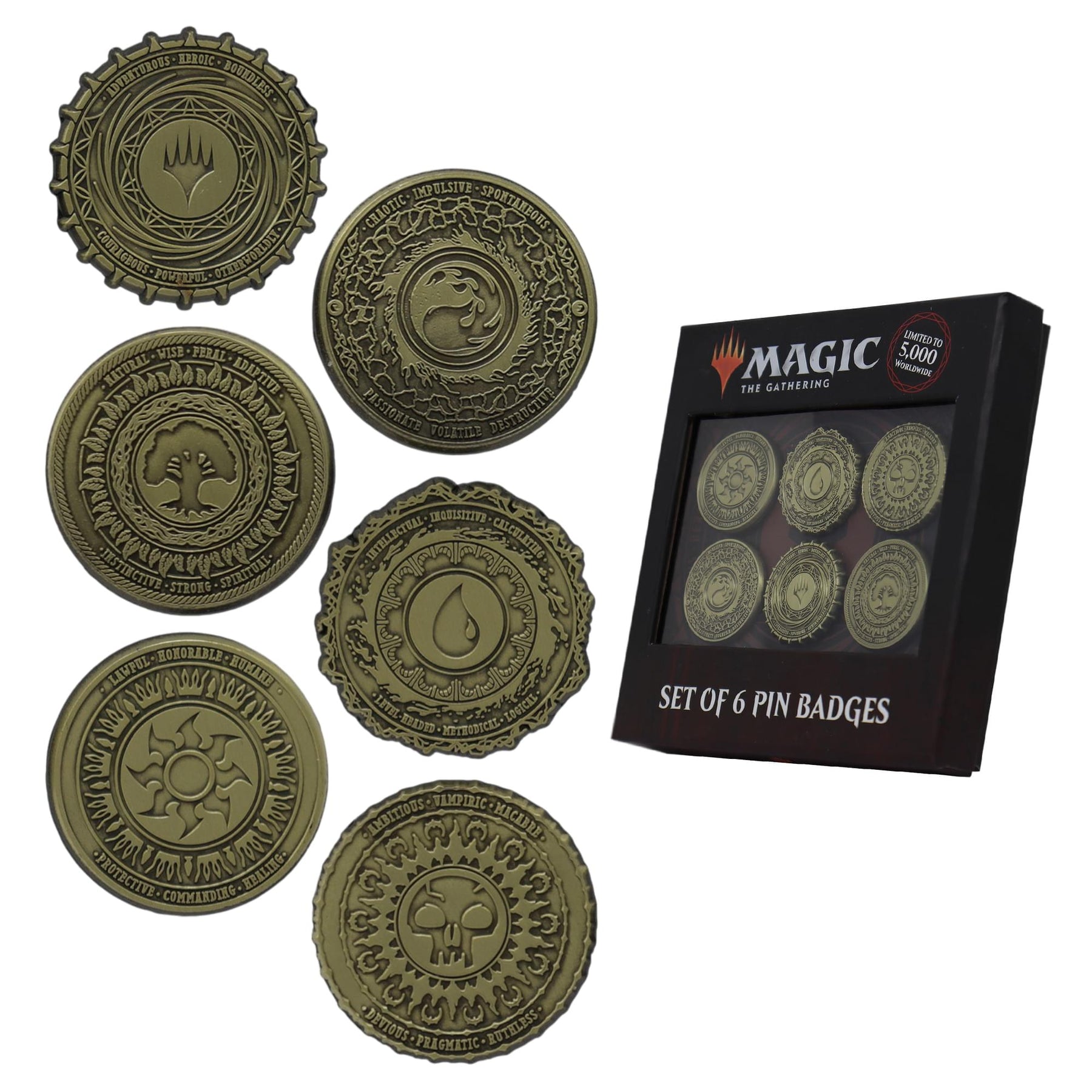 Magic The Gathering 6-Piece Limited Edition Mana Symbol Pin Badge Set