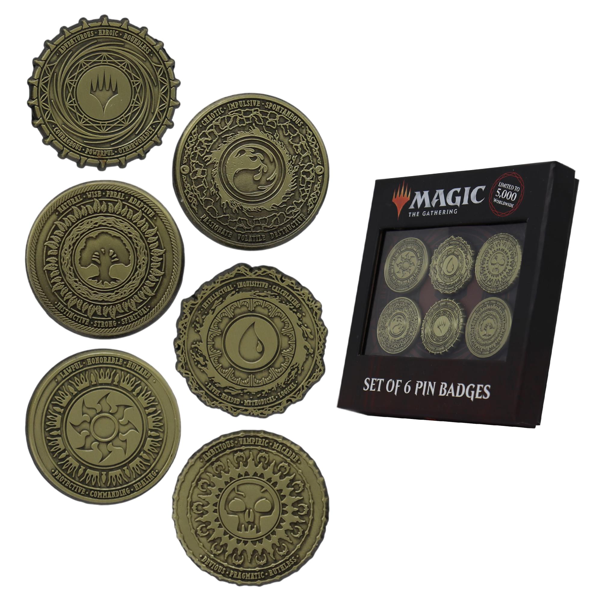 Magic The Gathering 6-Piece Limited Edition Mana Symbol Pin Badge Set