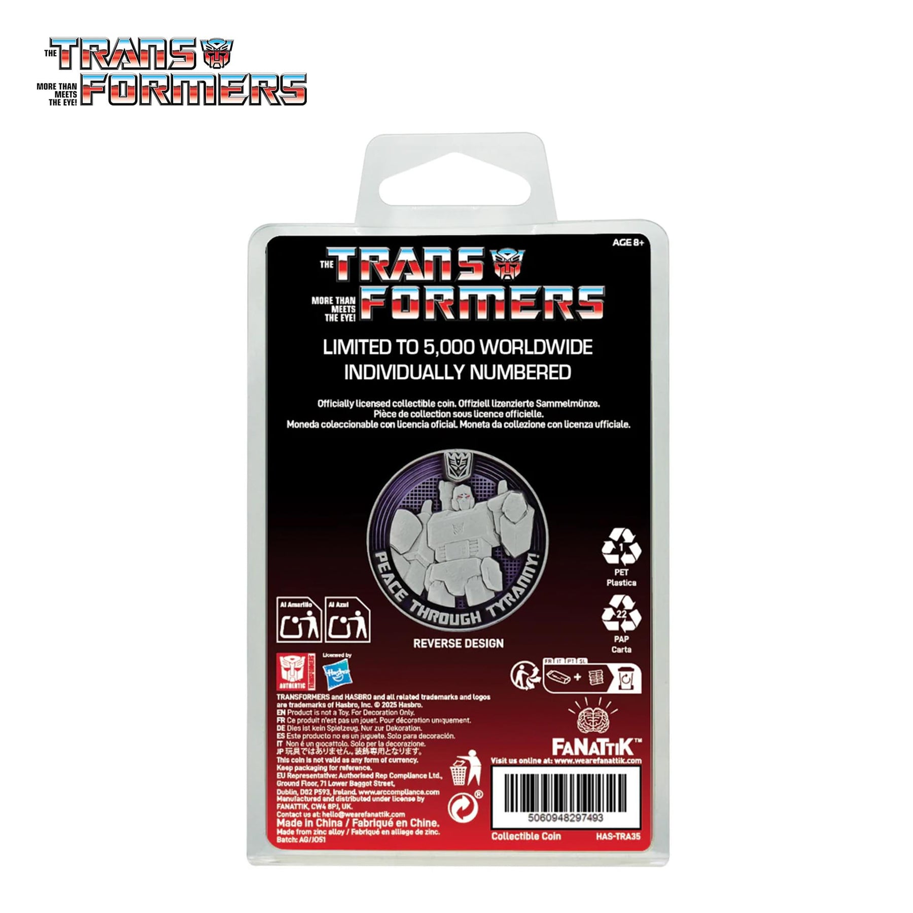 Transformers G1 Autobots vs Decepticons Limited Edition Collectible Coin