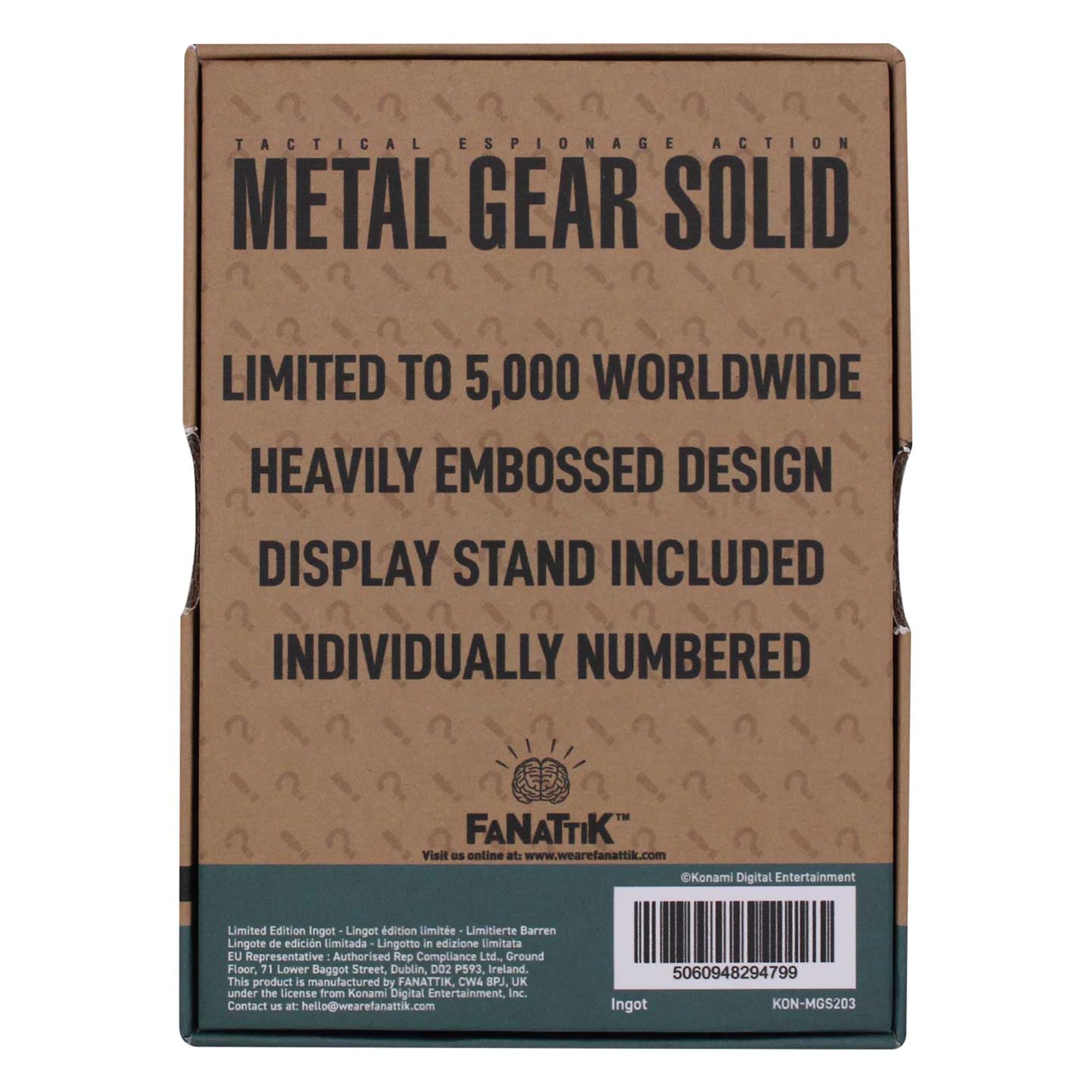 Metal Gear Solid 2 Raiden Limited Edition Embossed Metal Ingot
