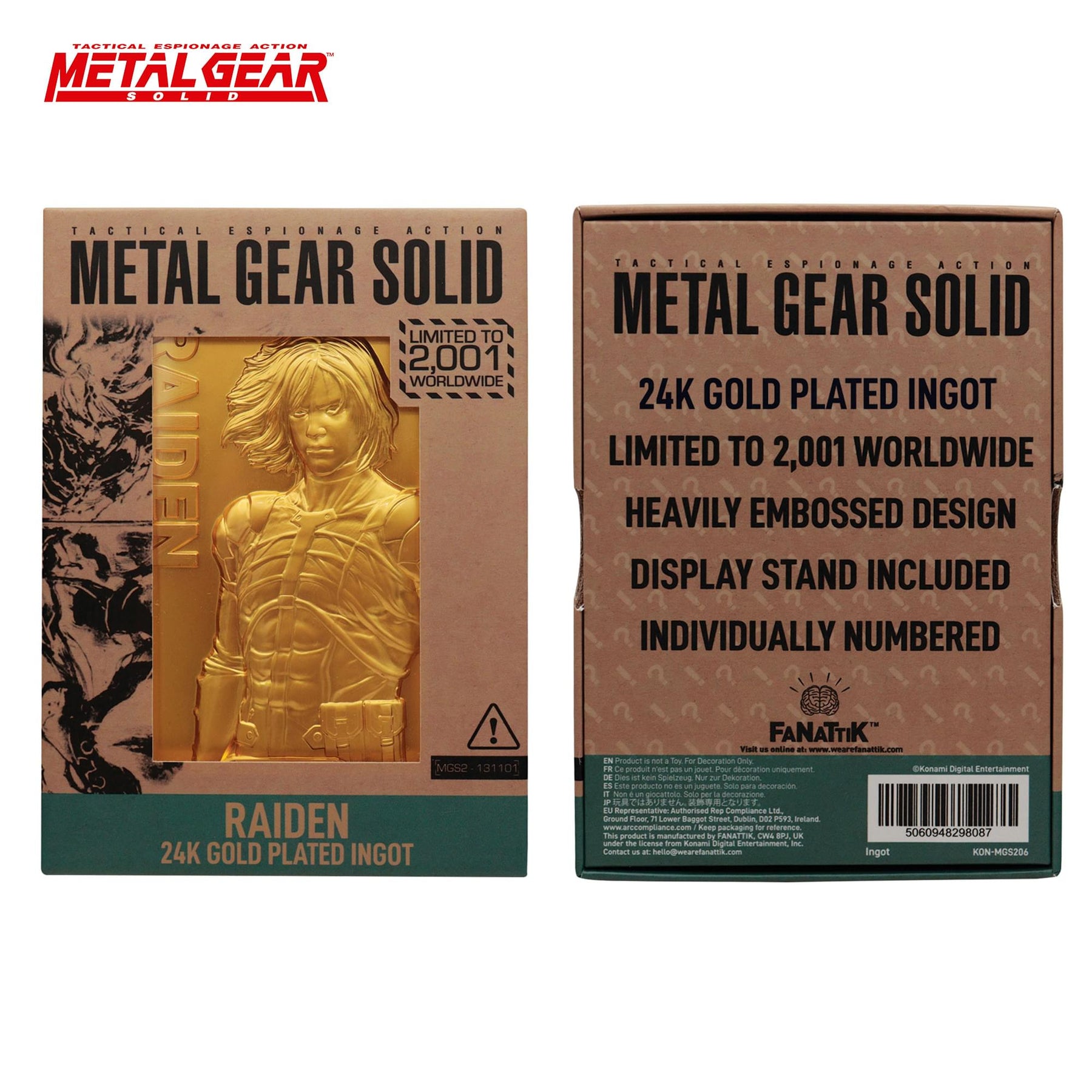 Metal Gear Solid 2 Limited Edition 24K Gold Plated Raiden Ingot