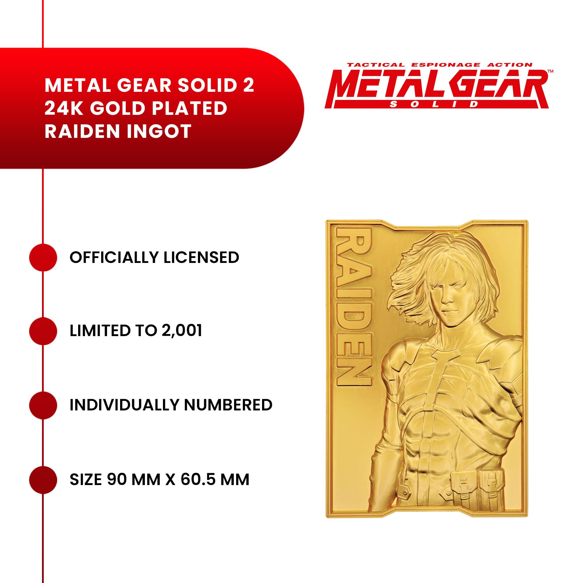 Metal Gear Solid 2 Limited Edition 24K Gold Plated Raiden Ingot