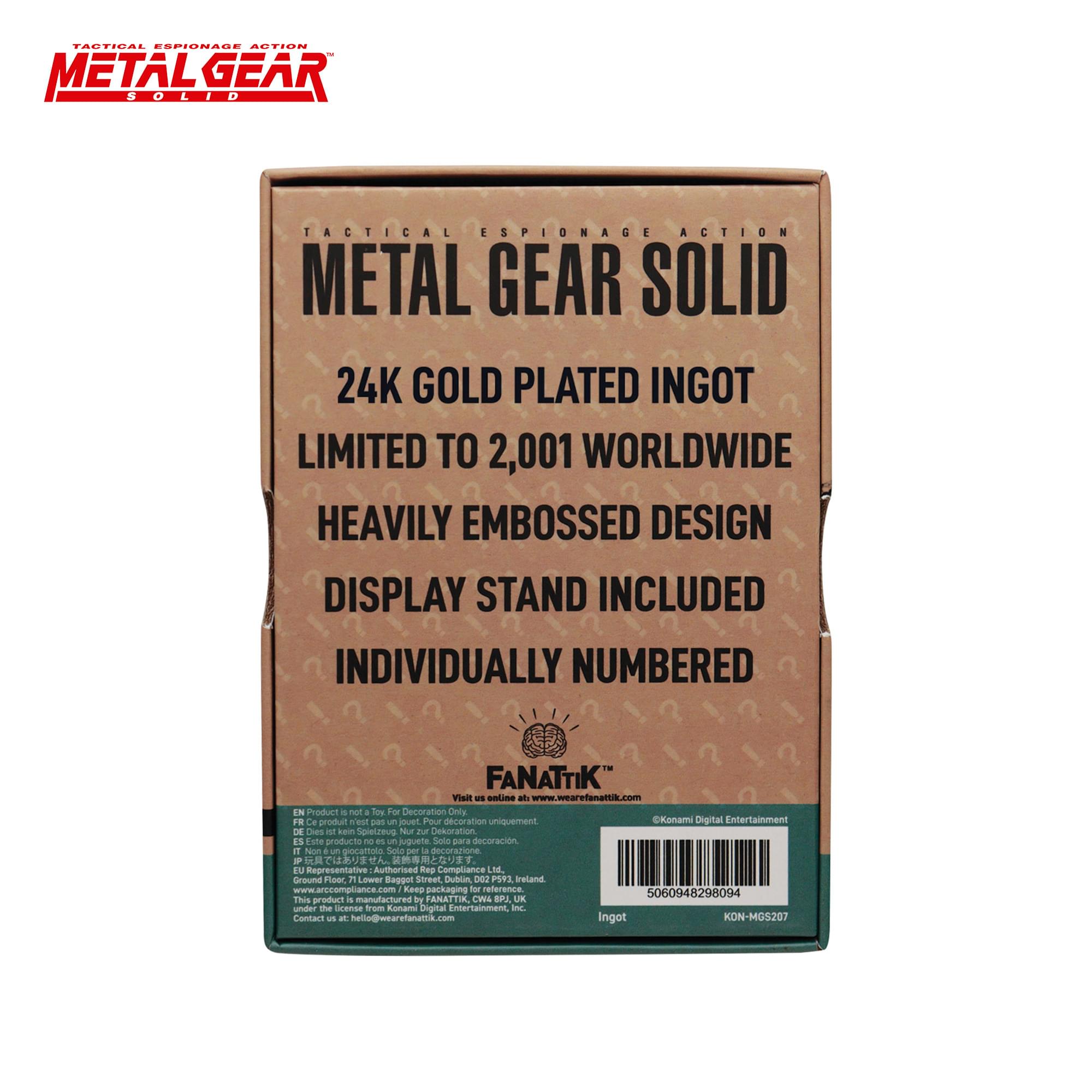 Metal Gear Solid 2 Limited Edition 24K Gold Plated Snake Ingot