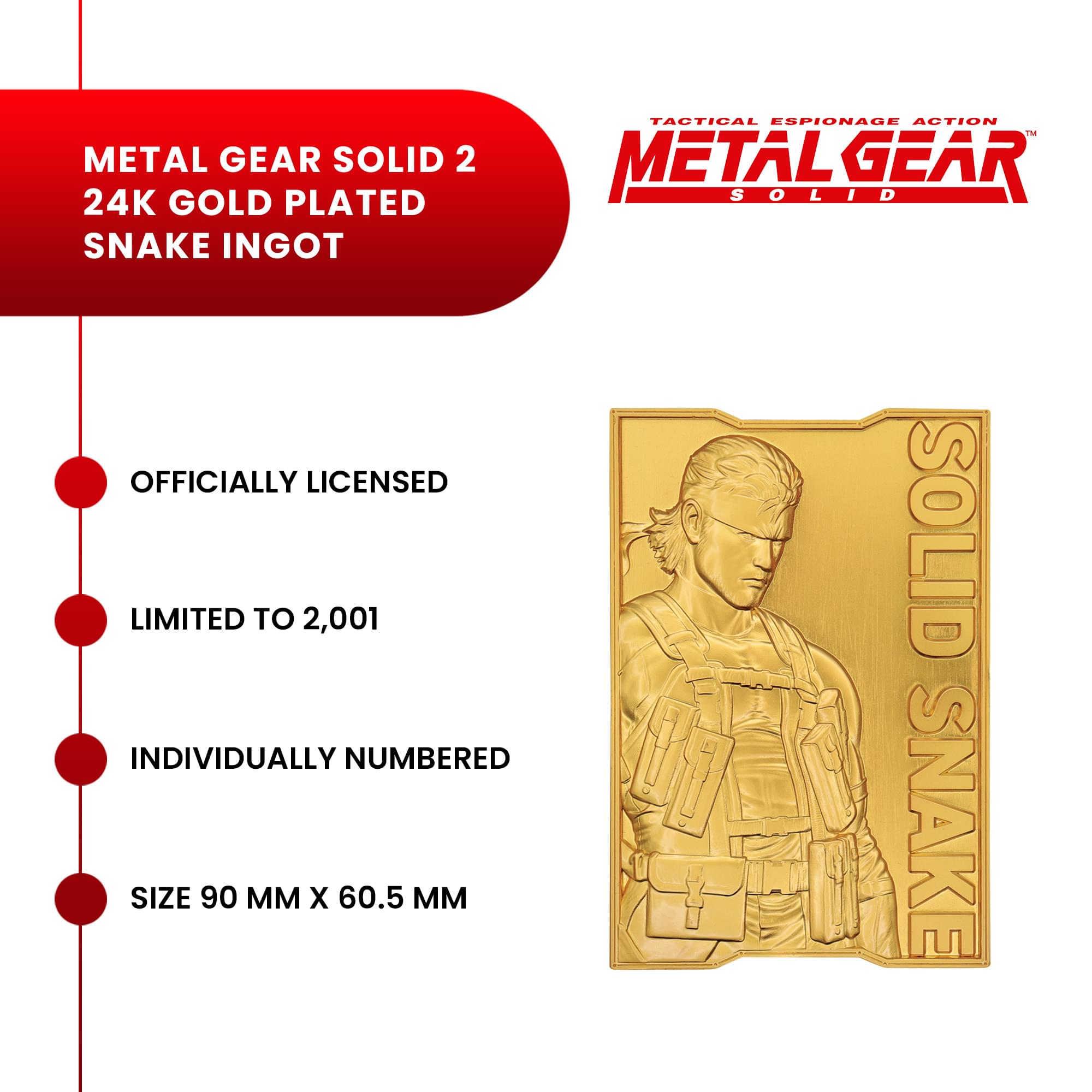 Metal Gear Solid 2 Limited Edition 24K Gold Plated Snake Ingot