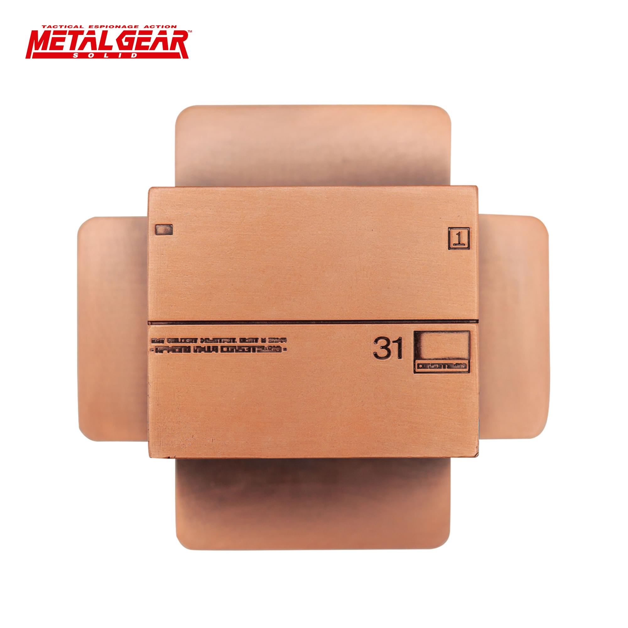 Metal Gear Solid 2 Antique Gold-Plated Metal Cardboard Box Replica
