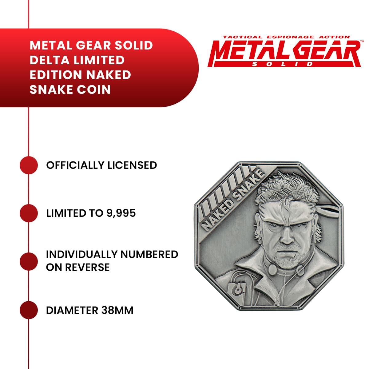 Metal Gear Solid Delta Naked Snake Limited Edition Embossed Collectible Coin