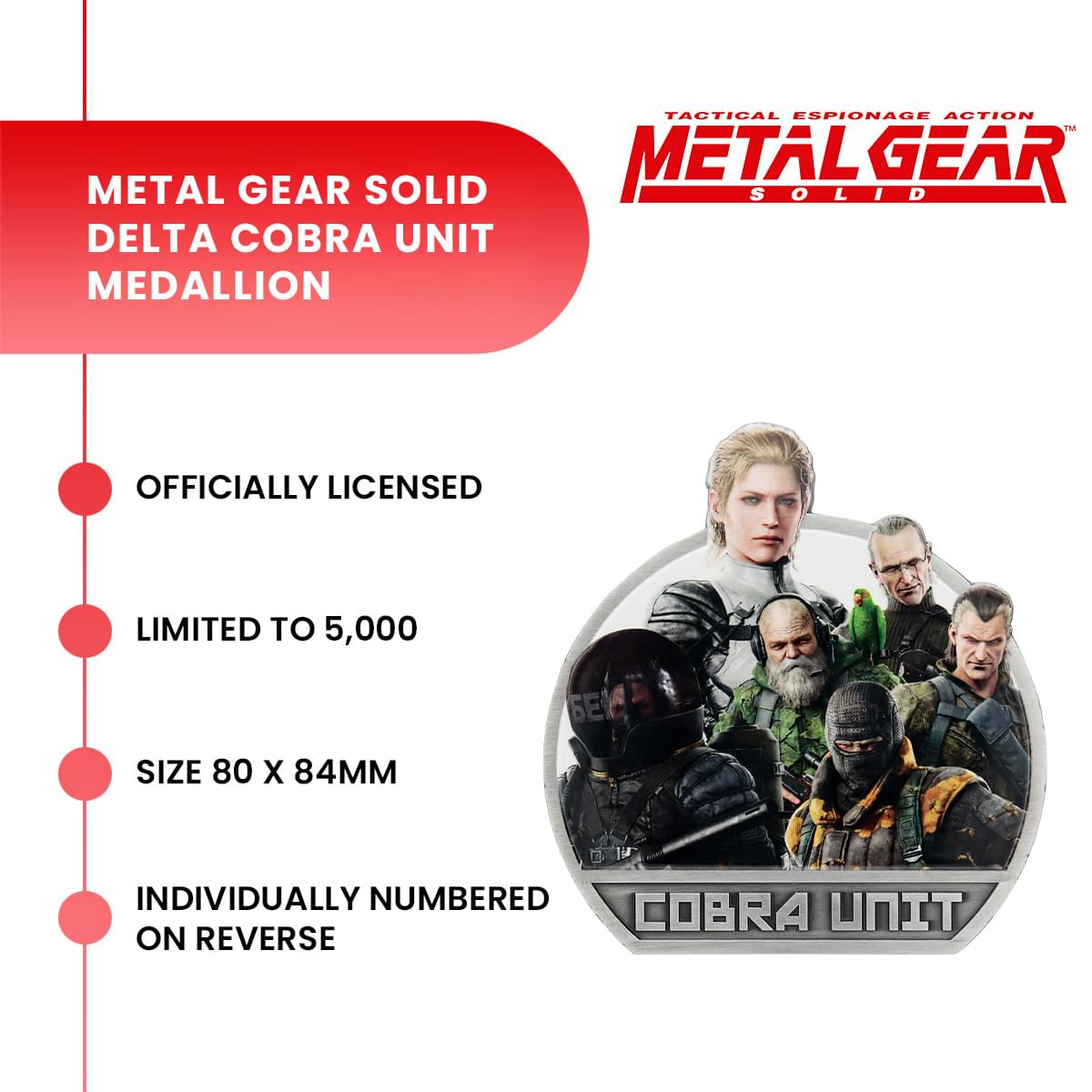 Metal Gear Solid Delta "Cobra Unit" Limited Edition Metal Medallion