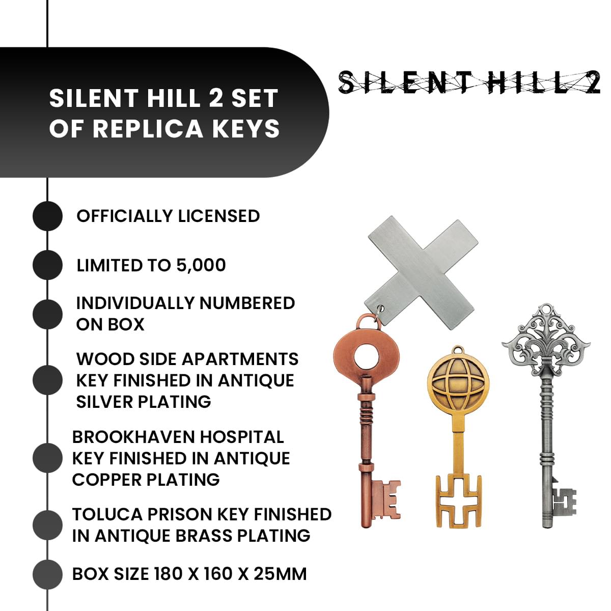 Silent Hill 2 Keys Limited Edition 3-Piece Metal Replica Set