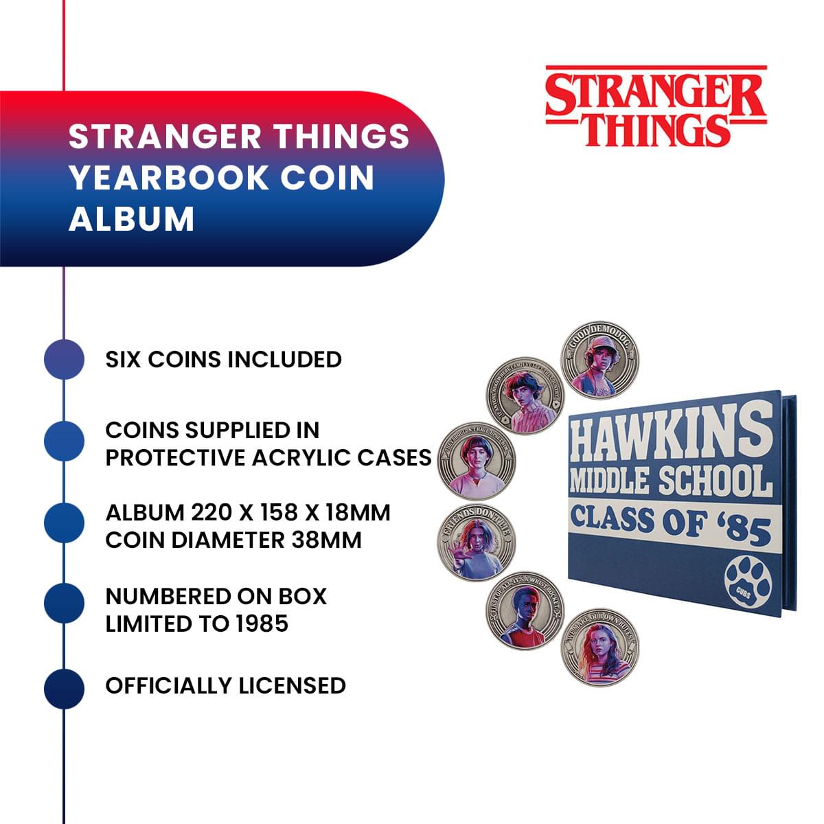 Stranger Things Hawkins Middle School Yearbook Coin Album Replica
