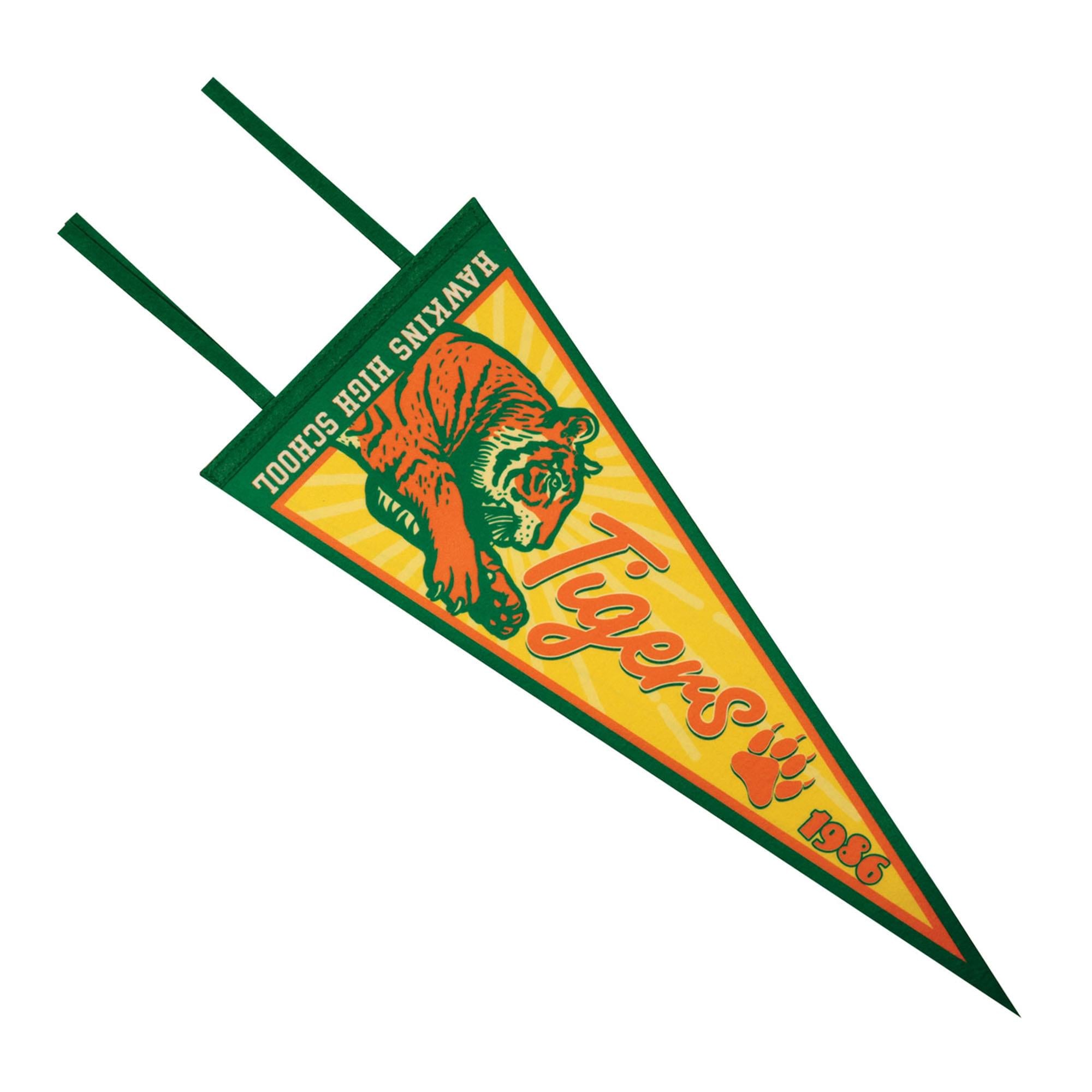 Stranger Things Hawkins High School Tigers Pennant and Enamel Pin Set