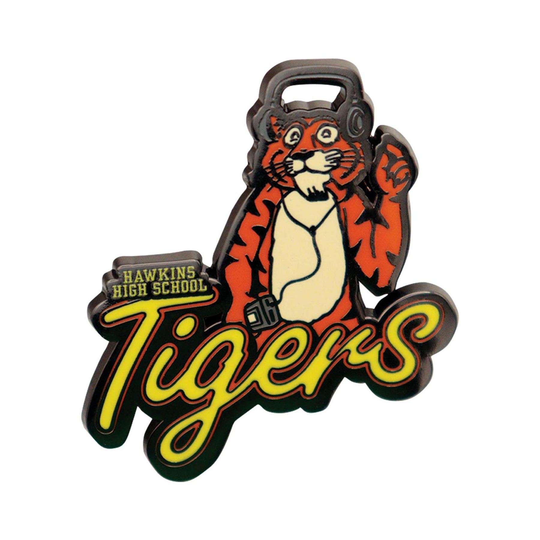 Stranger Things Hawkins High School Tigers Pennant and Enamel Pin Set