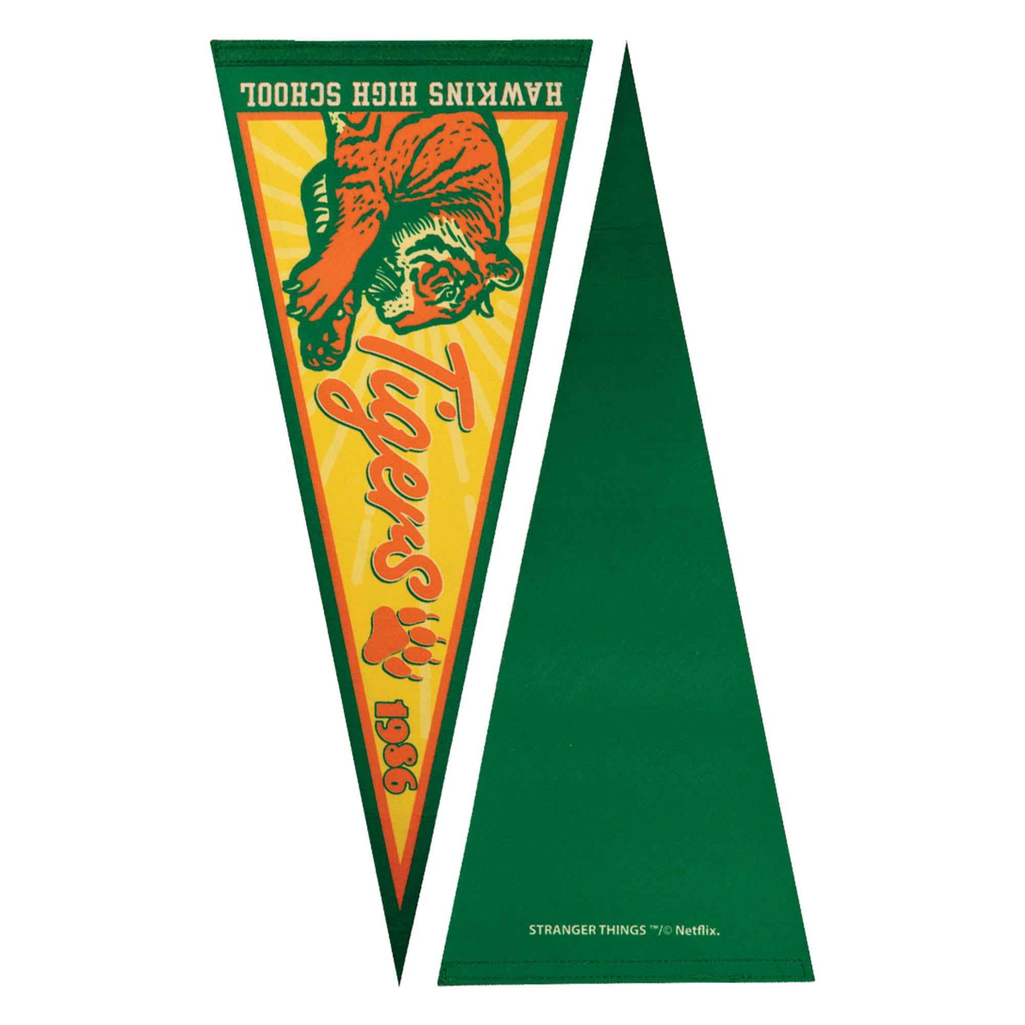 Stranger Things Hawkins High School Tigers Pennant and Enamel Pin Set