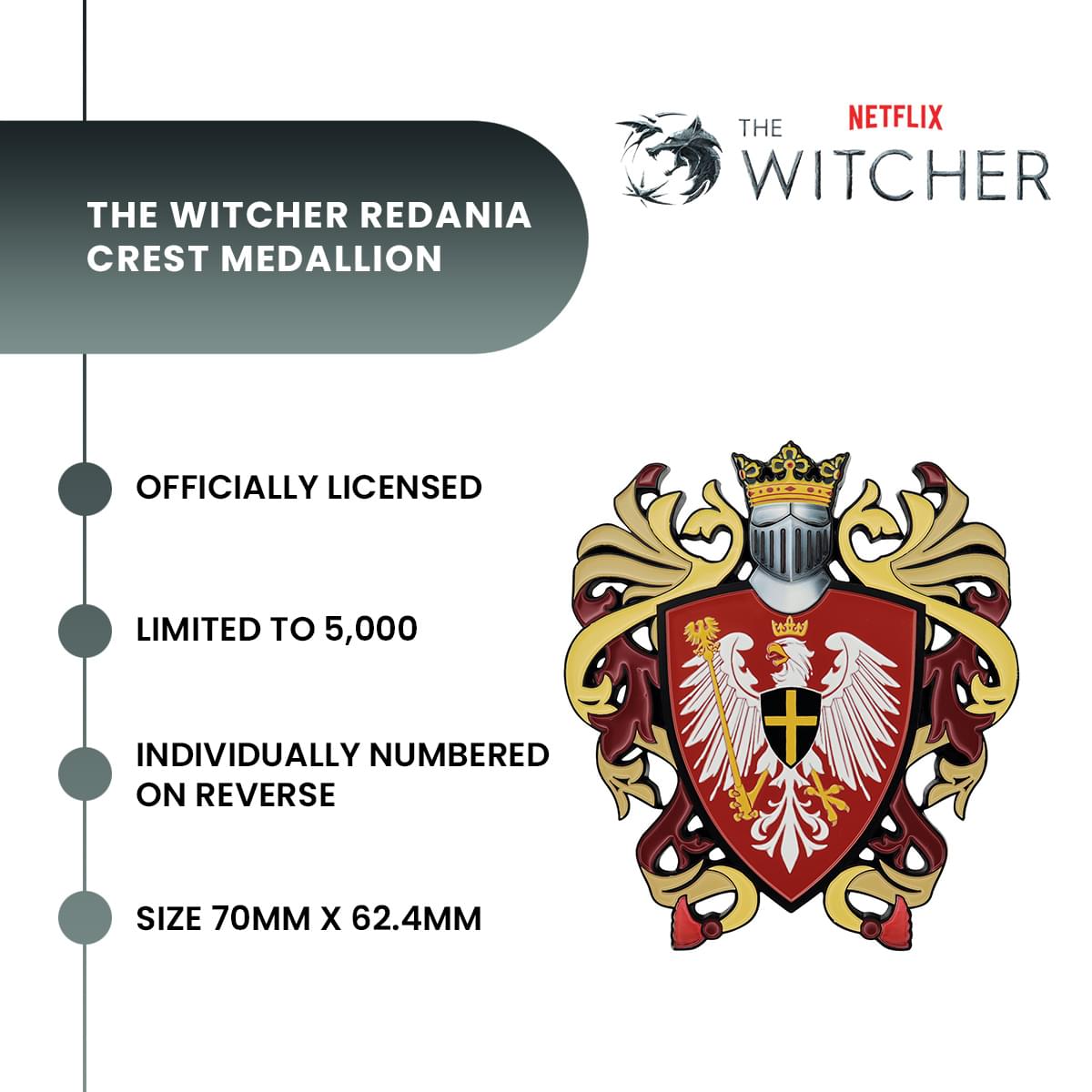 The Witcher Redania Crest Limited Edition Metal Medallion