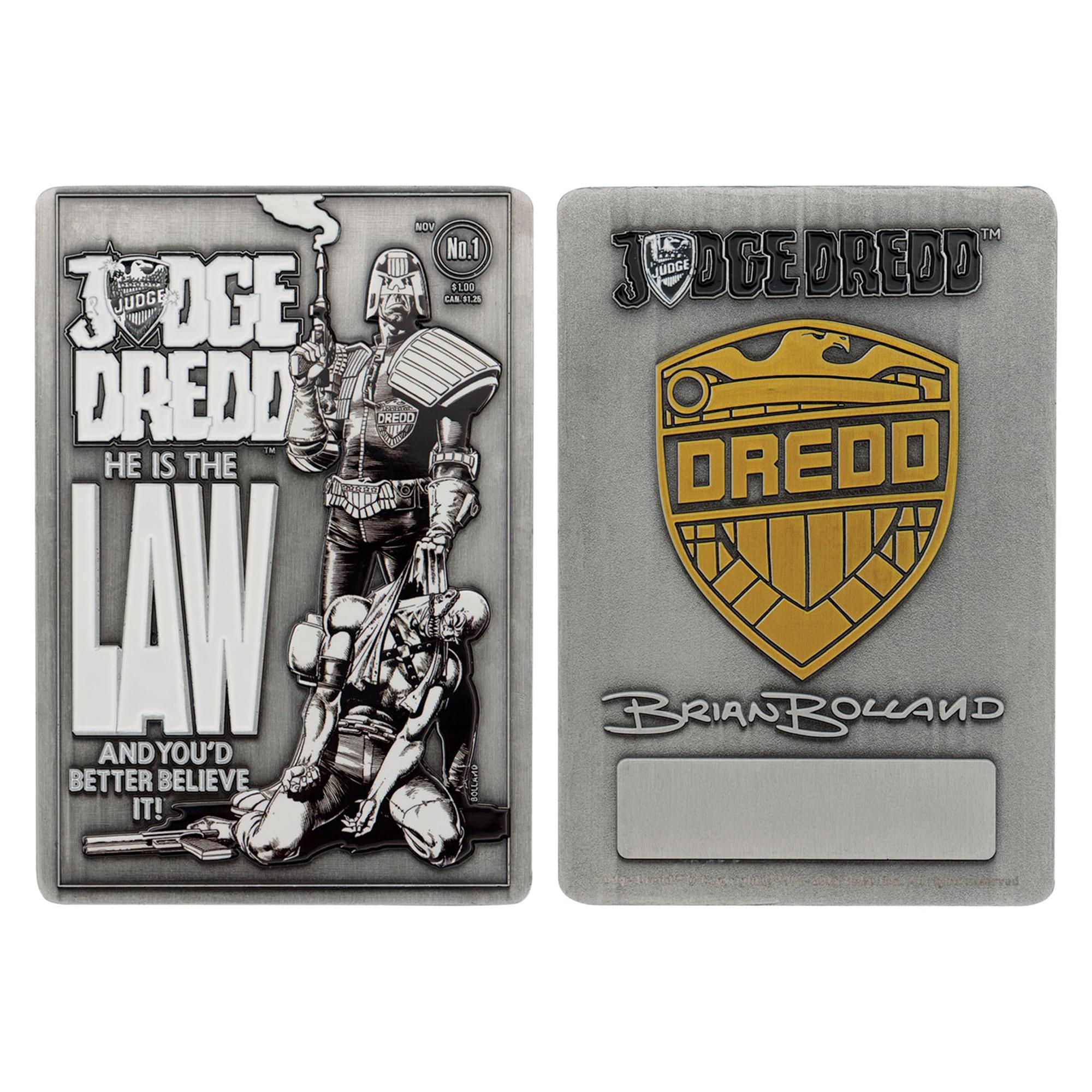 2000 AD Judge Dredd #1 Comic Book Cover Limited Edition Metal Ingot