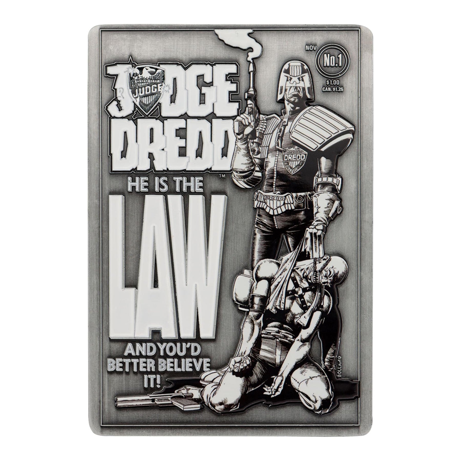 2000 AD Judge Dredd #1 Comic Book Cover Limited Edition Metal Ingot