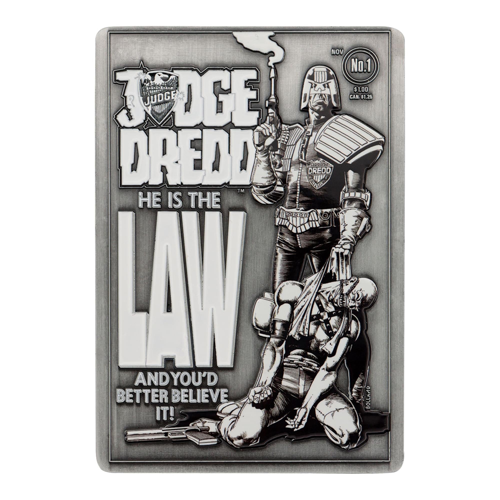2000 AD Judge Dredd #1 Comic Book Cover Limited Edition Metal Ingot