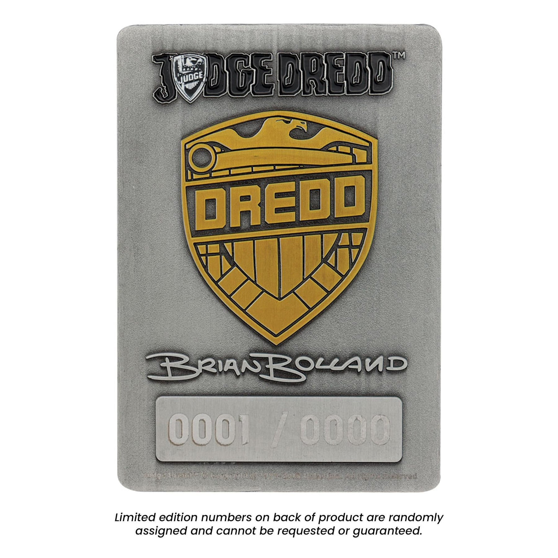 2000 AD Judge Dredd #1 Comic Book Cover Limited Edition Metal Ingot