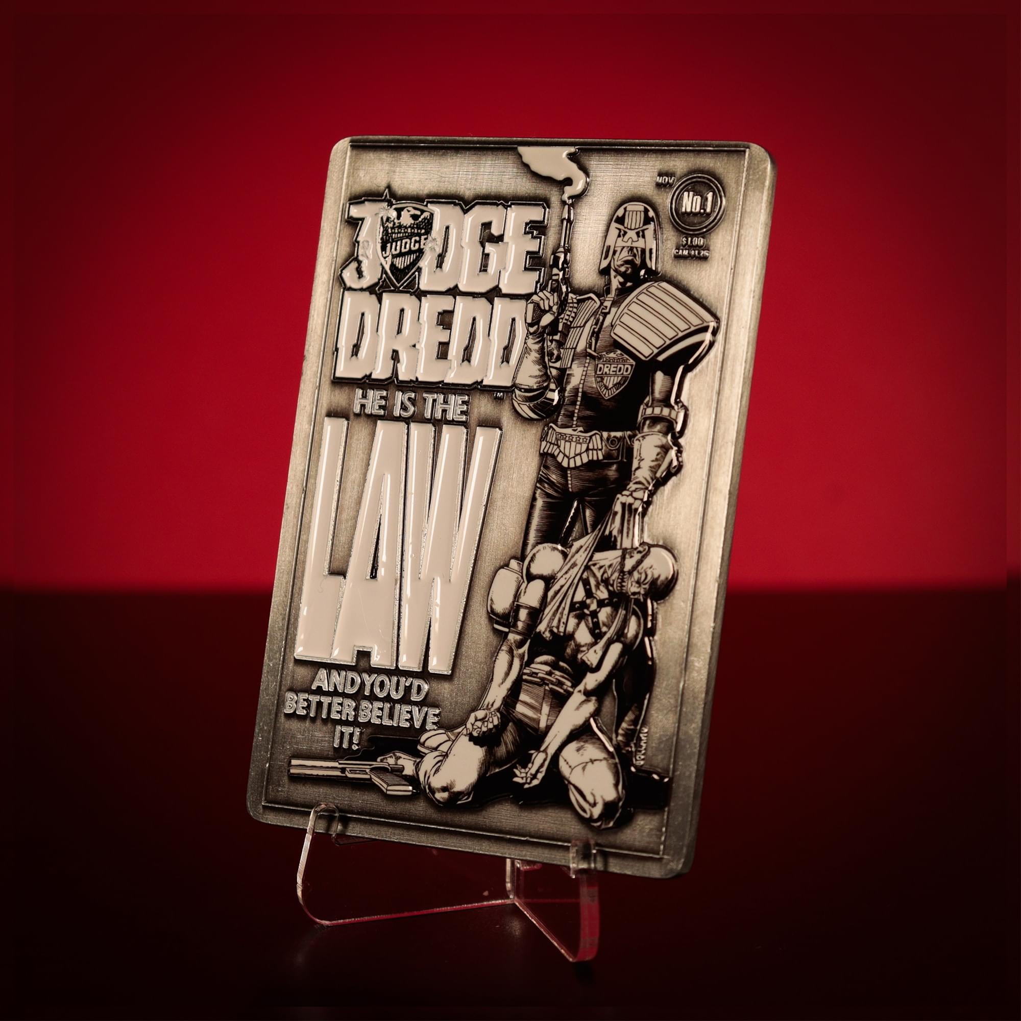 2000 AD Judge Dredd #1 Comic Book Cover Limited Edition Metal Ingot
