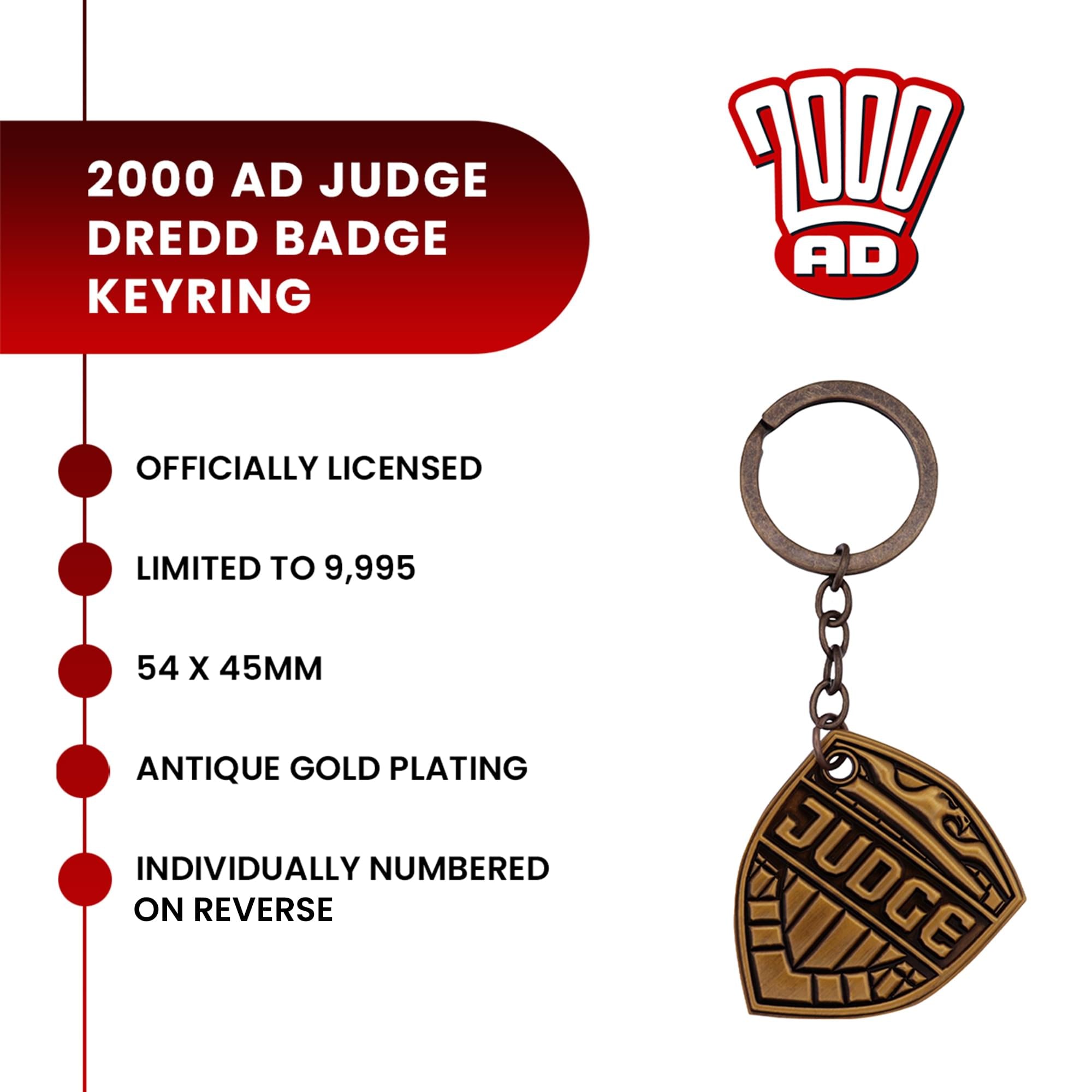 2000 AD Judge Dredd Badge Limited Edition Keyring