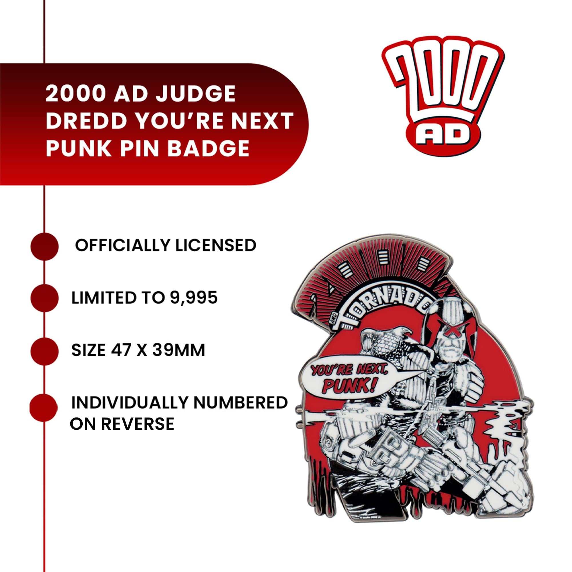 2000 AD Judge Dredd "You're Next Punk" Limited Edition Enamel Pin