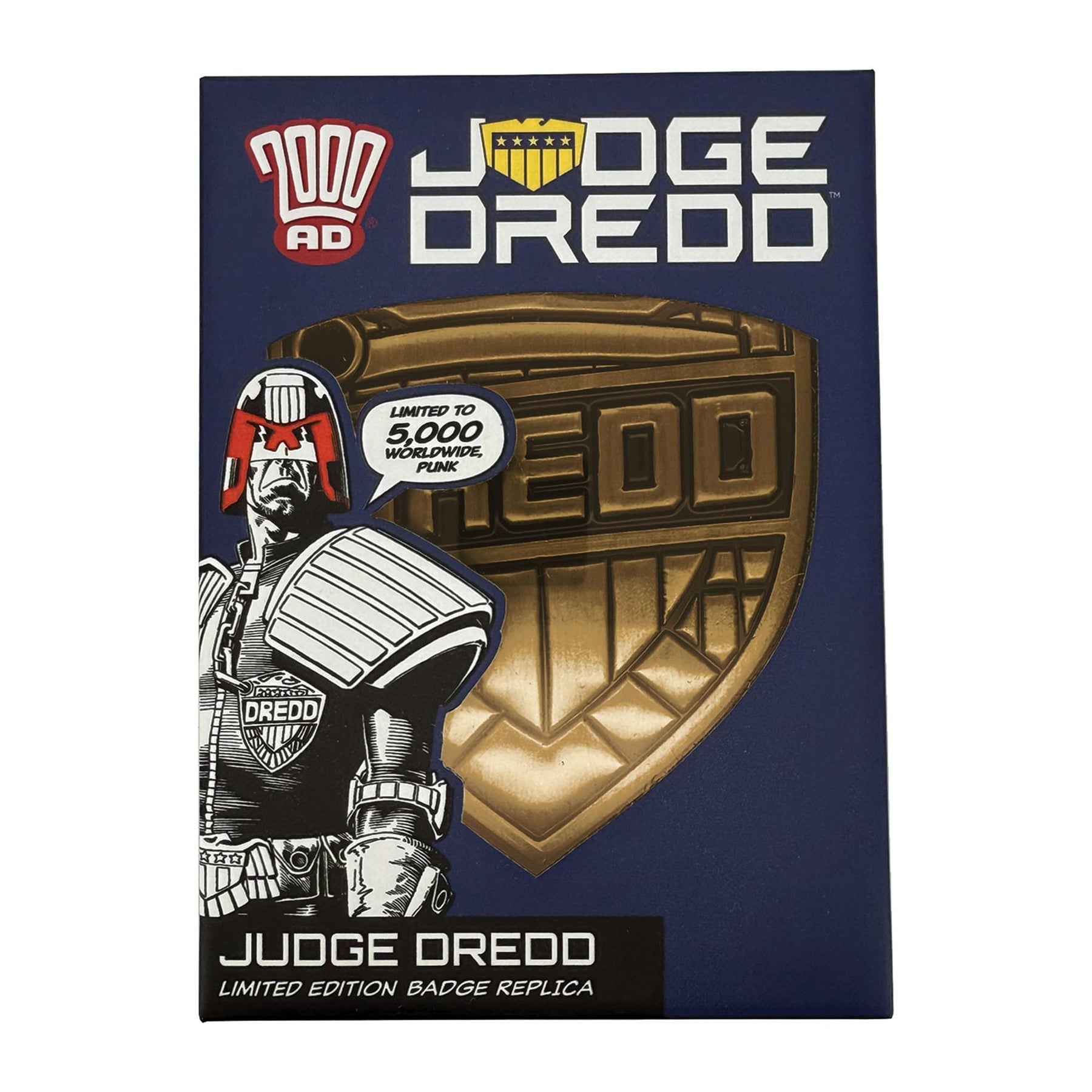 2000 AD Judge Dredd Badge Limited Edition Gold-Plated Metal Replica