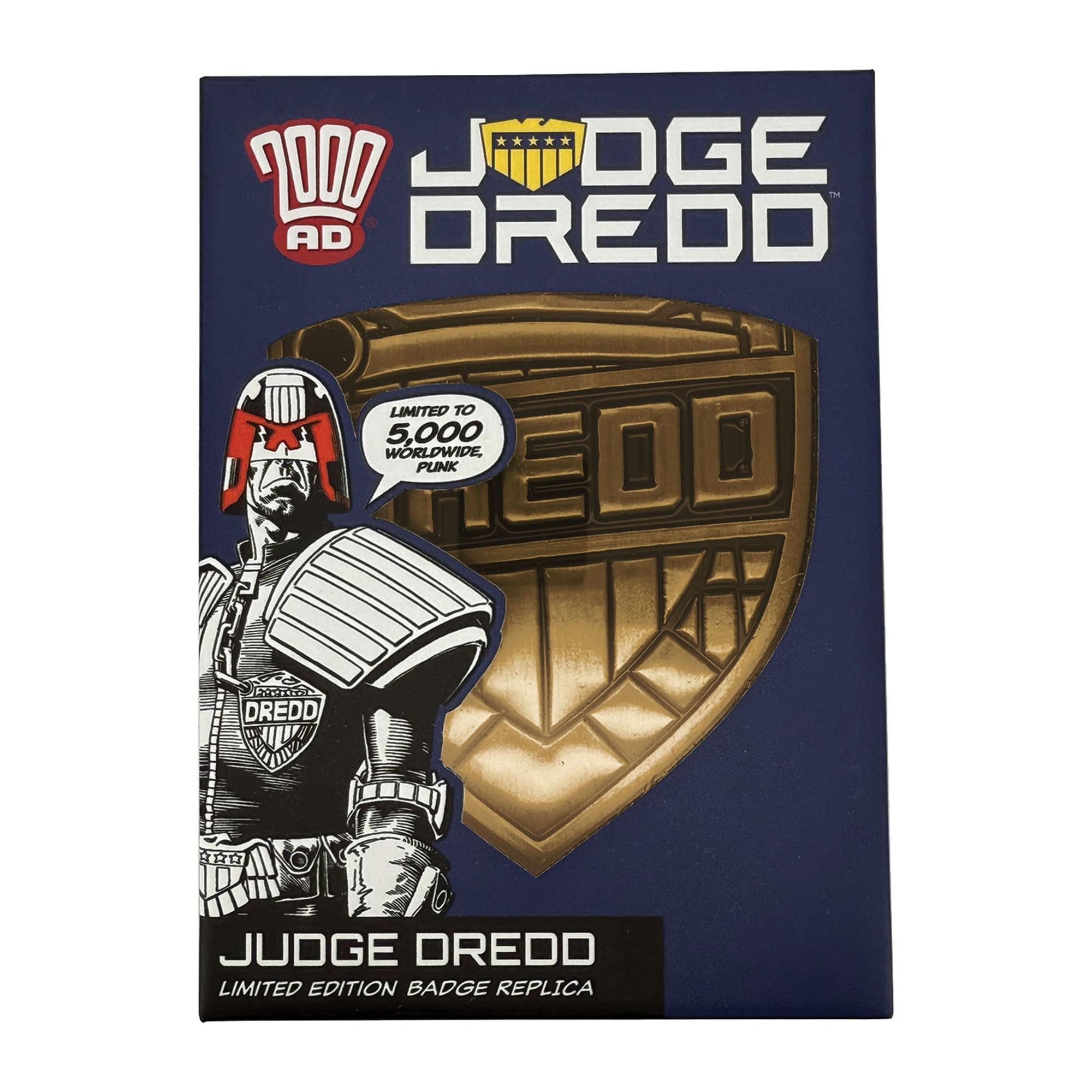 2000 AD Judge Dredd Badge Limited Edition Gold-Plated Metal Replica