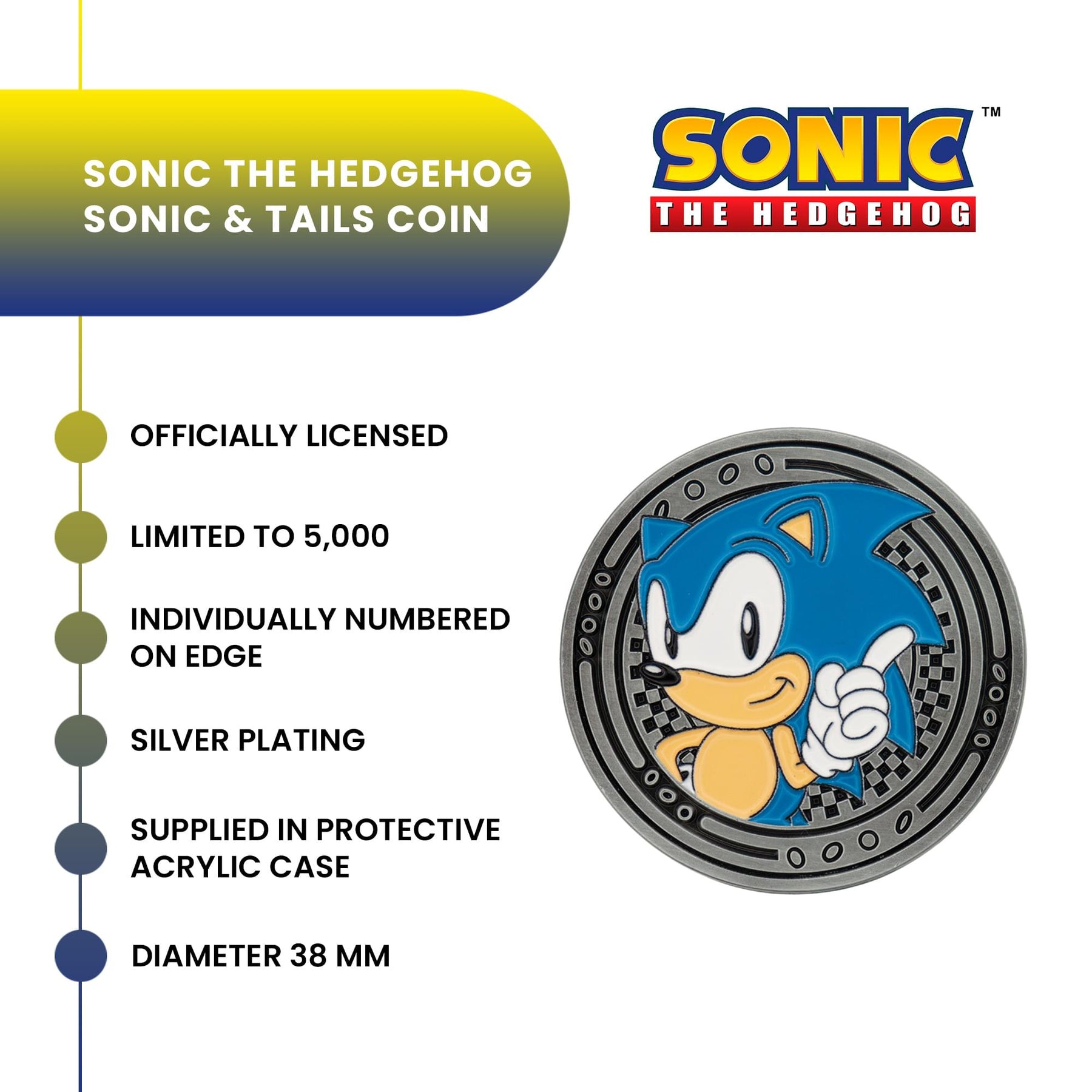 Sonic The Hedgehog Limited Edition Sonic and Tails Silver-Plated Replica Coin