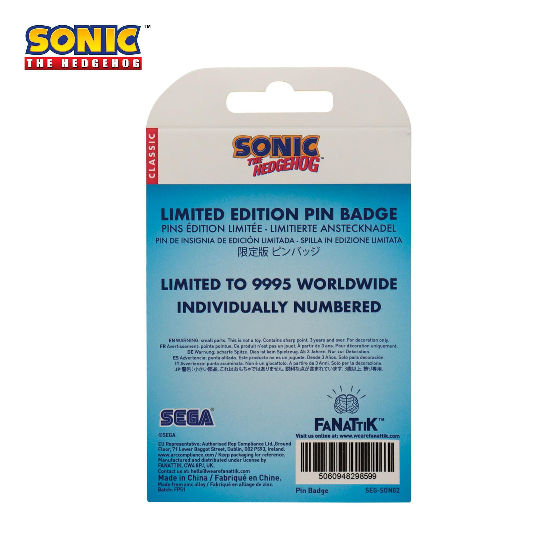 Sonic The Hedgehog Limited Edition Sonic, Tails, and Knuckles Pin Badge