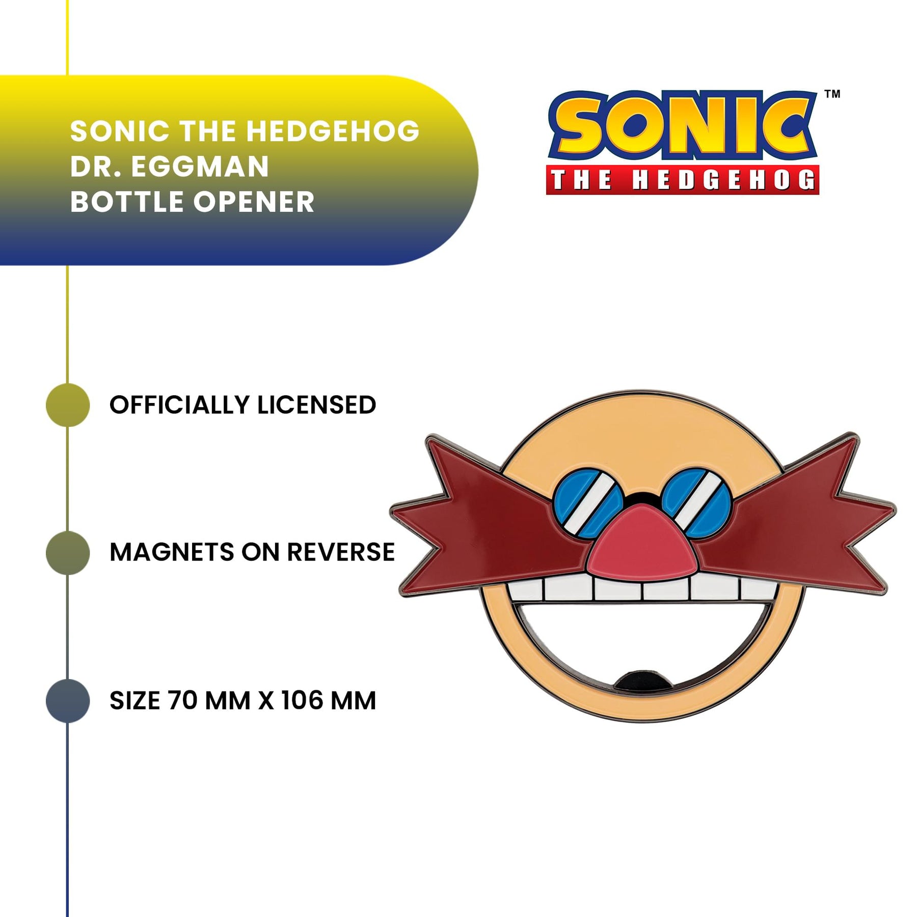 Sonic The Hedgehog Dr. Eggman Metal Bottle Opener | 3 x 4 Inches