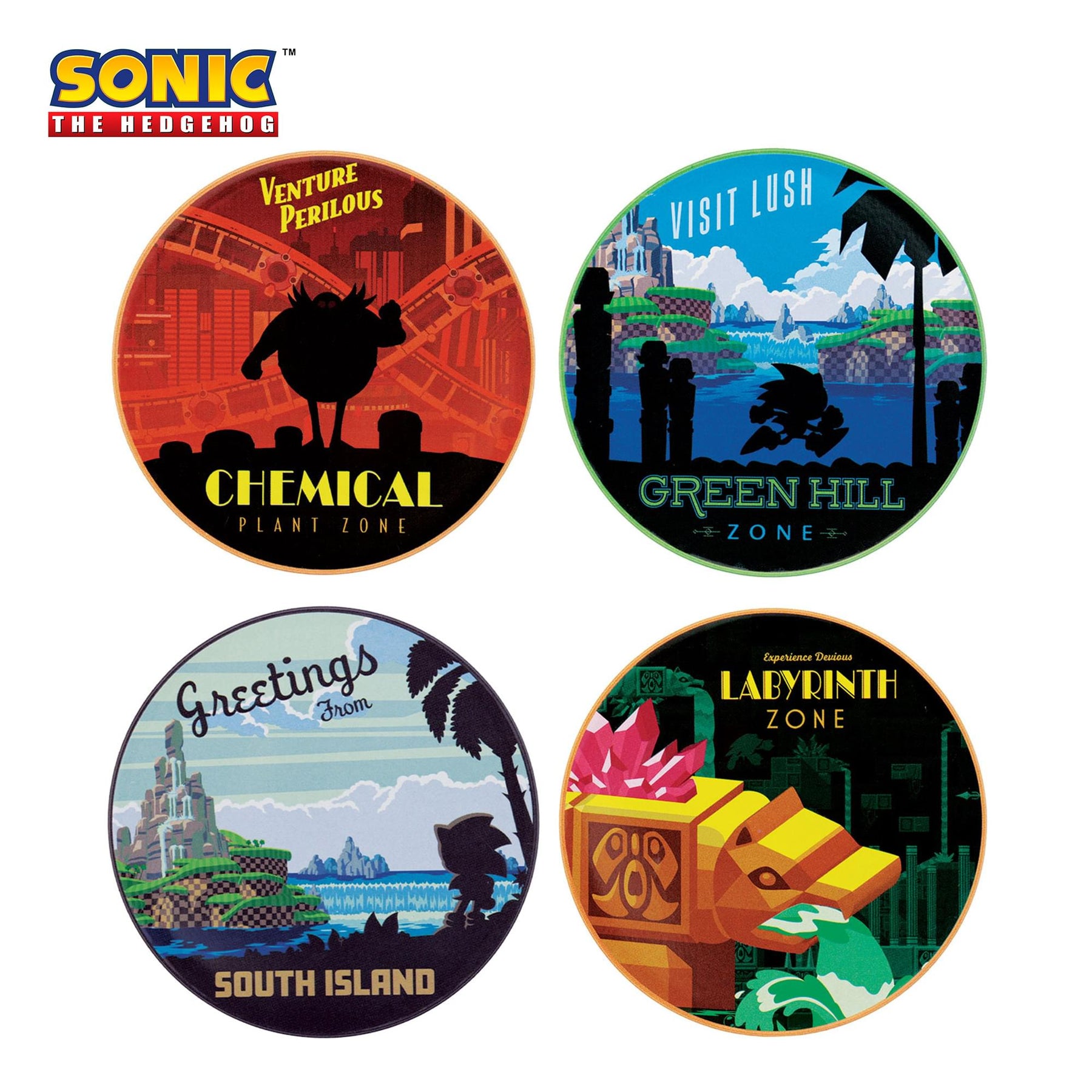 Sonic The Hedgehog 4-Piece Location Coaster Set
