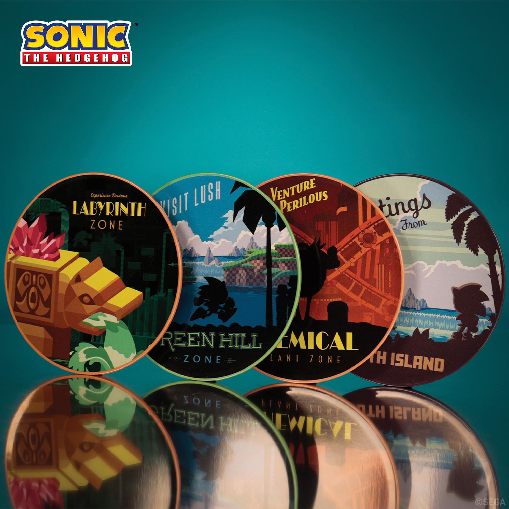 Sonic The Hedgehog 4-Piece Location Coaster Set
