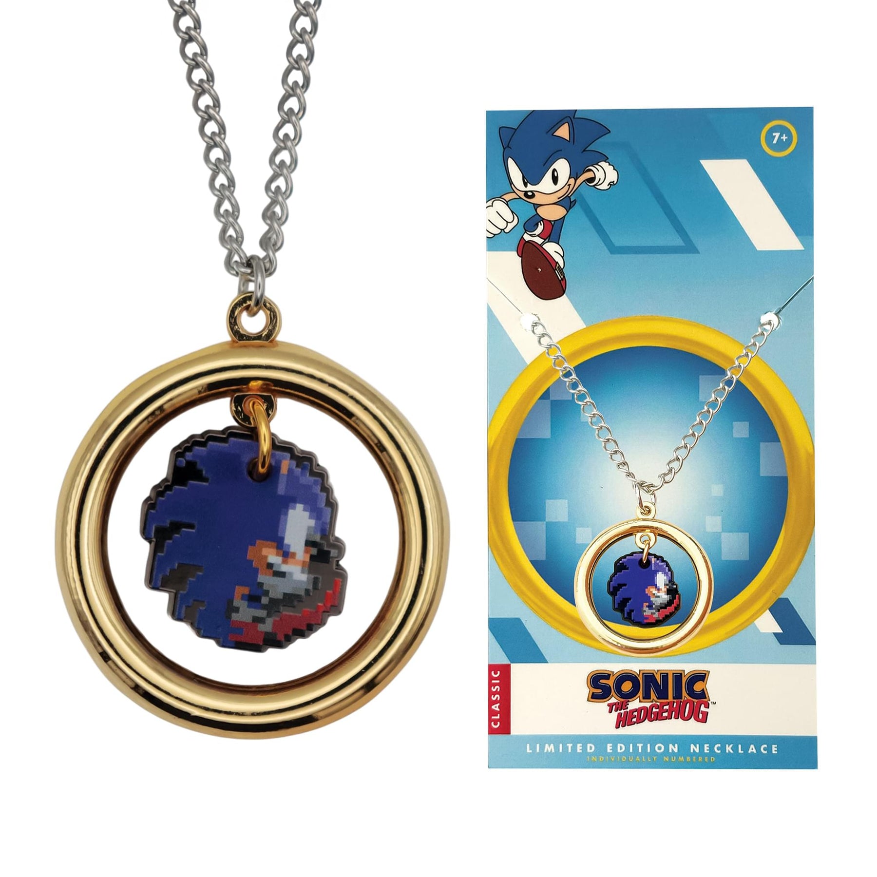 Sonic The Hedgehog Pixelated Limited Edition Gold-Plated Ring Necklace