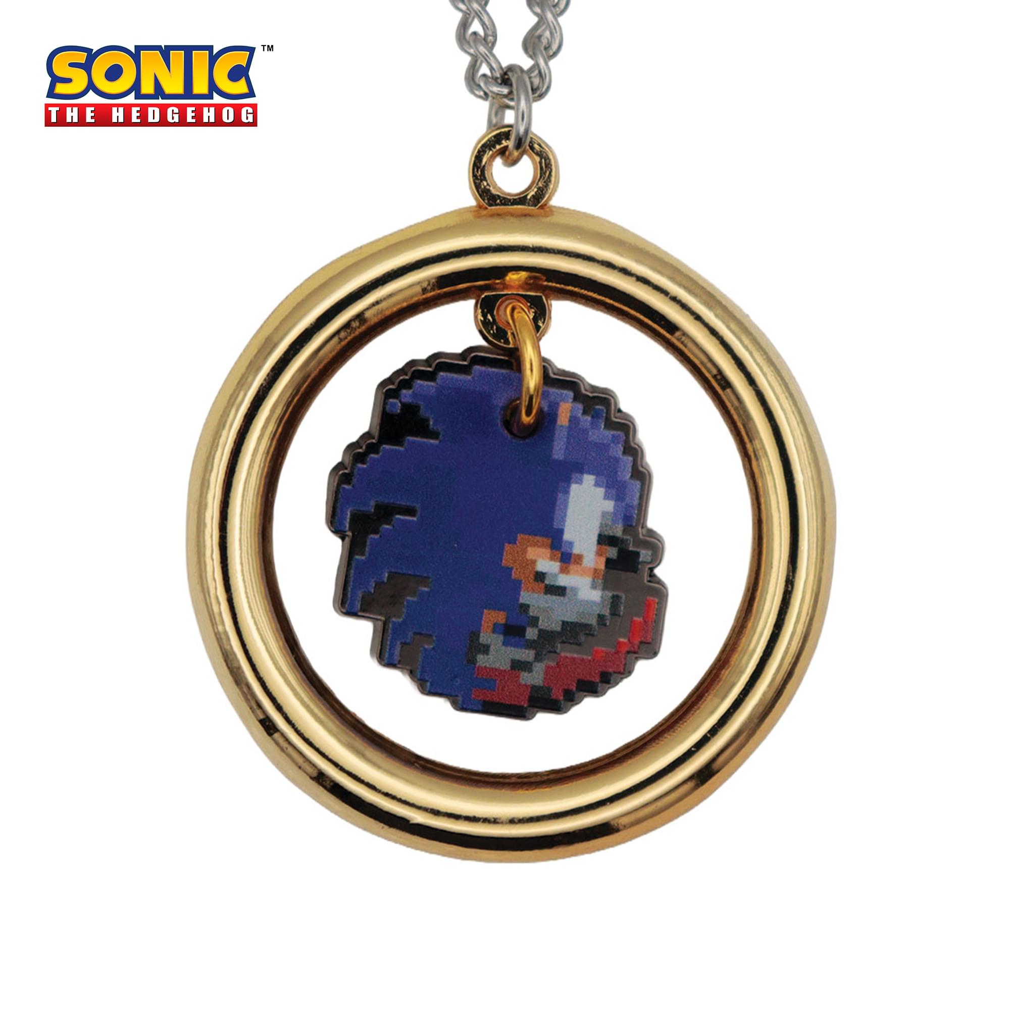 Sonic The Hedgehog Pixelated Limited Edition Gold-Plated Ring Necklace
