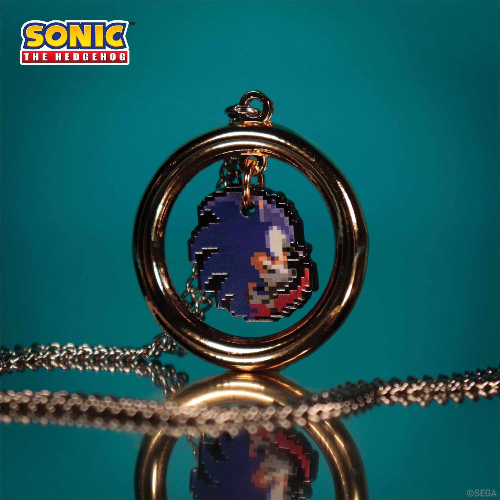 Sonic The Hedgehog Pixelated Limited Edition Gold-Plated Ring Necklace