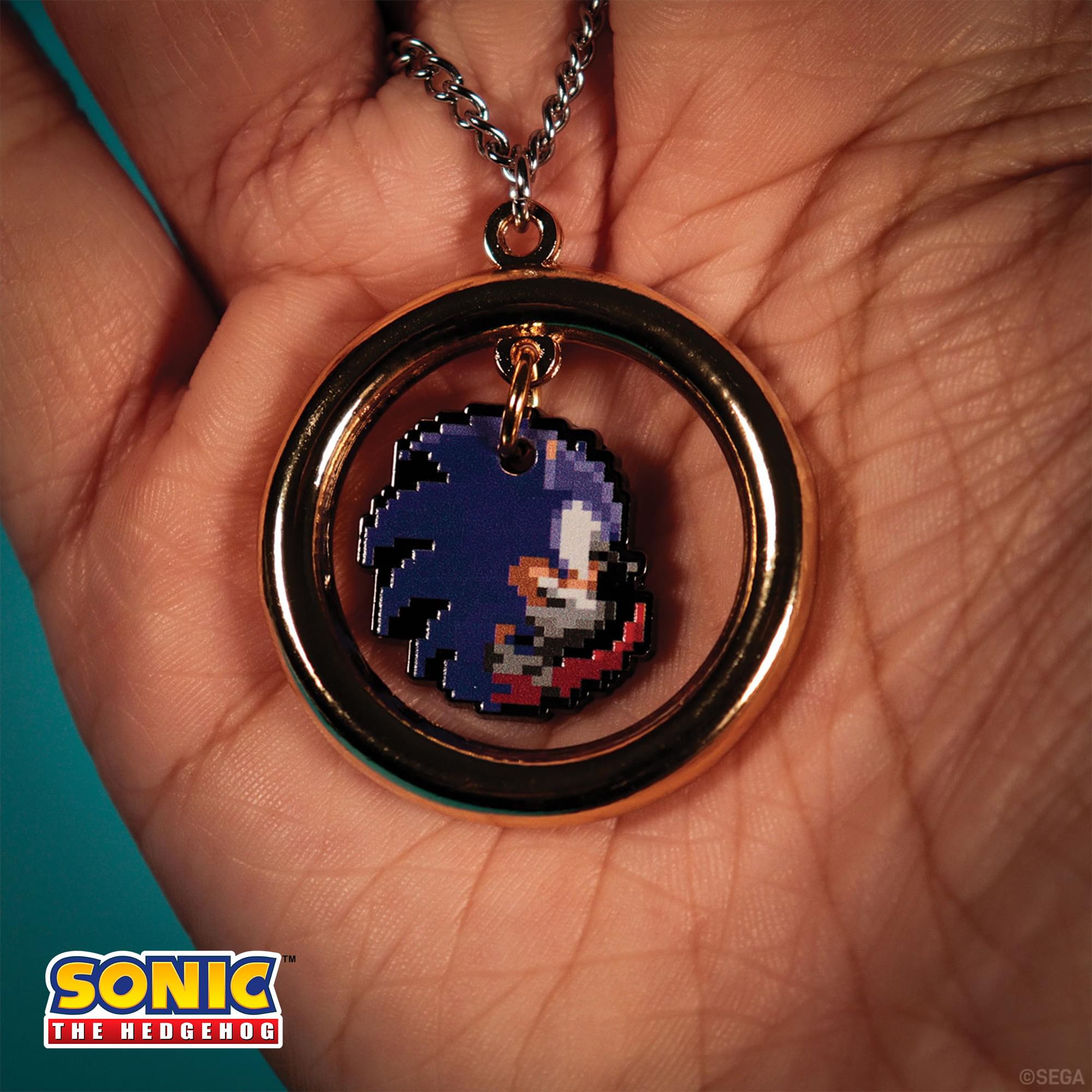 Sonic The Hedgehog Pixelated Limited Edition Gold-Plated Ring Necklace