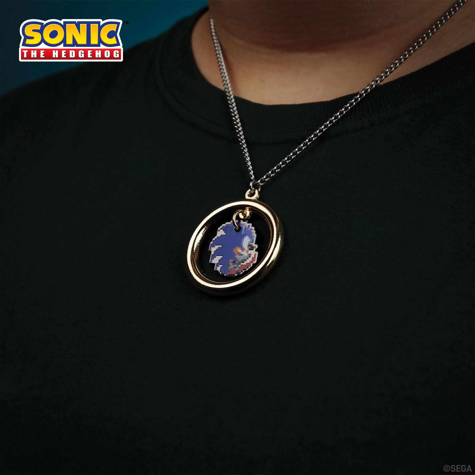 Sonic The Hedgehog Pixelated Limited Edition Gold-Plated Ring Necklace
