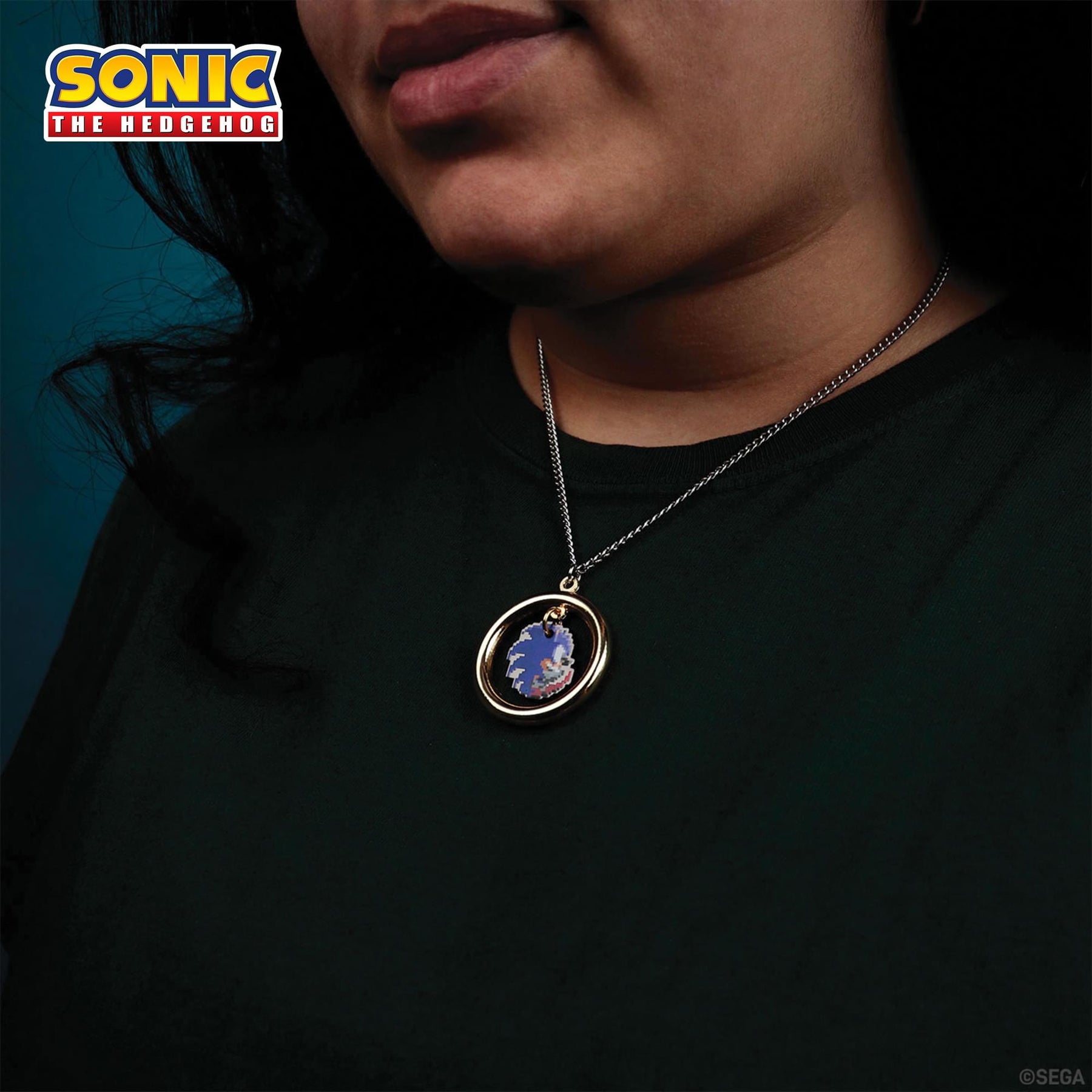Sonic The Hedgehog Pixelated Limited Edition Gold-Plated Ring Necklace